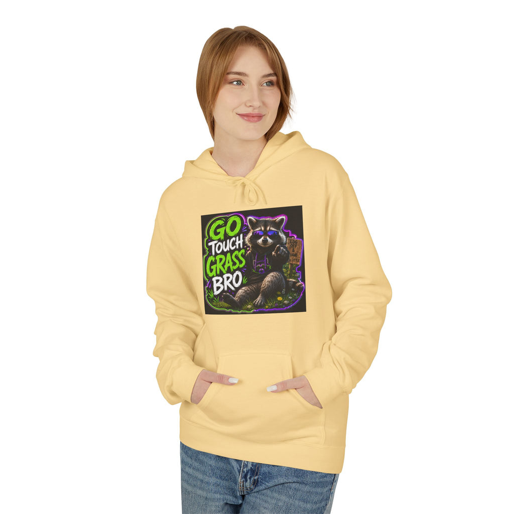Go Touch Grass Bro Hoodie – Funny Green Text & Gamer Frog Graphic Pullover