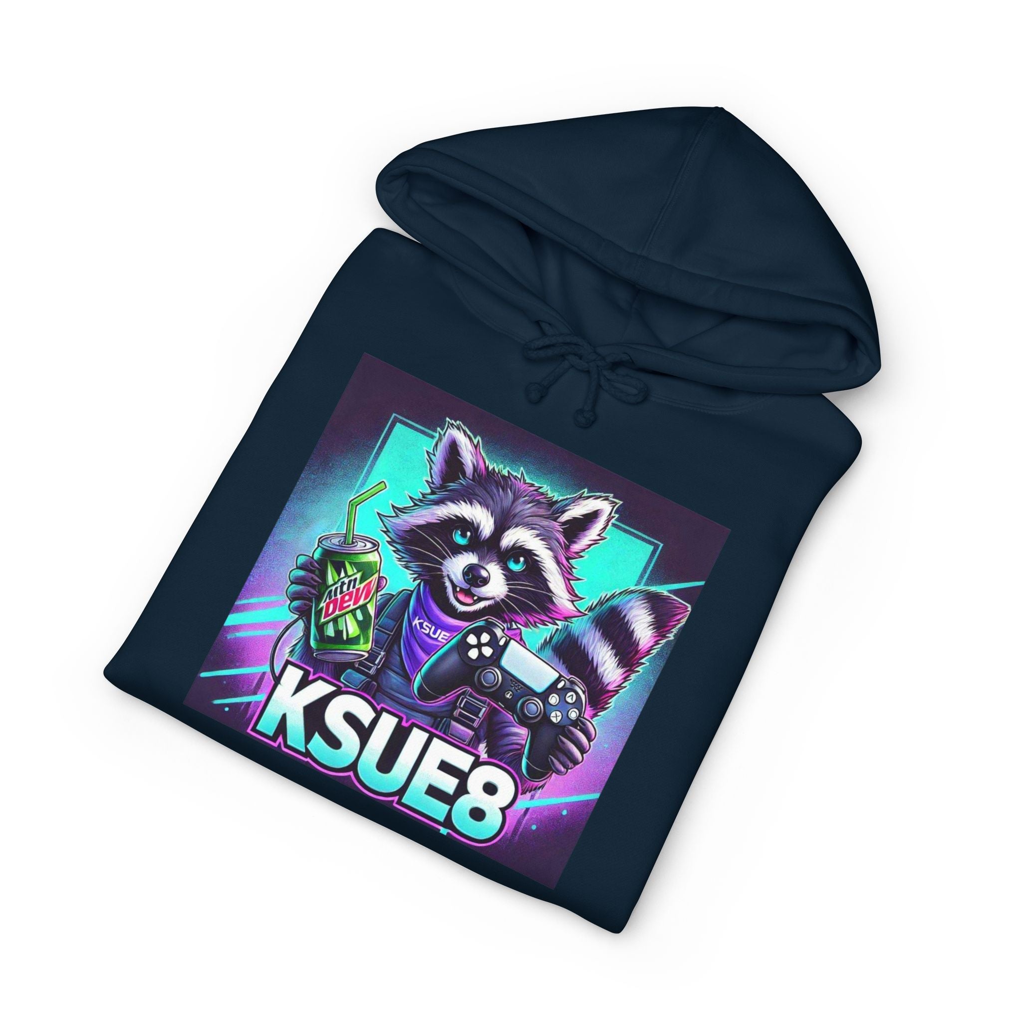 Raccoon Gamer Hoodie – KSUE8 Neon Arcade Pullover