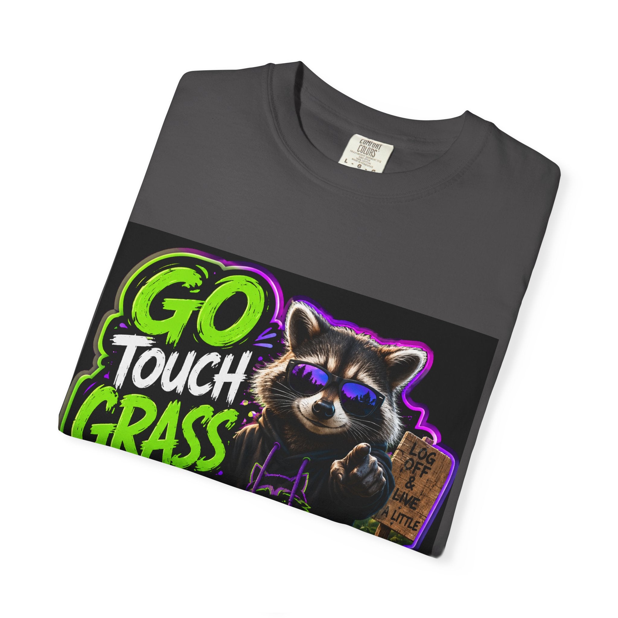 Raccoon 'Go Touch Grass Bro' Graphic T-Shirt