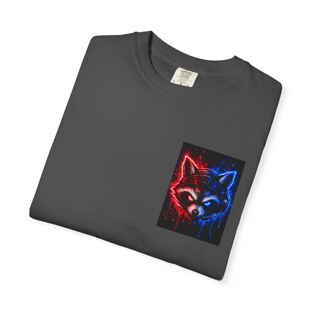 Raccoon Gaming Neon Poster T-Shirt — "Look In, Speak Up, Shine Out" Motivational Tee