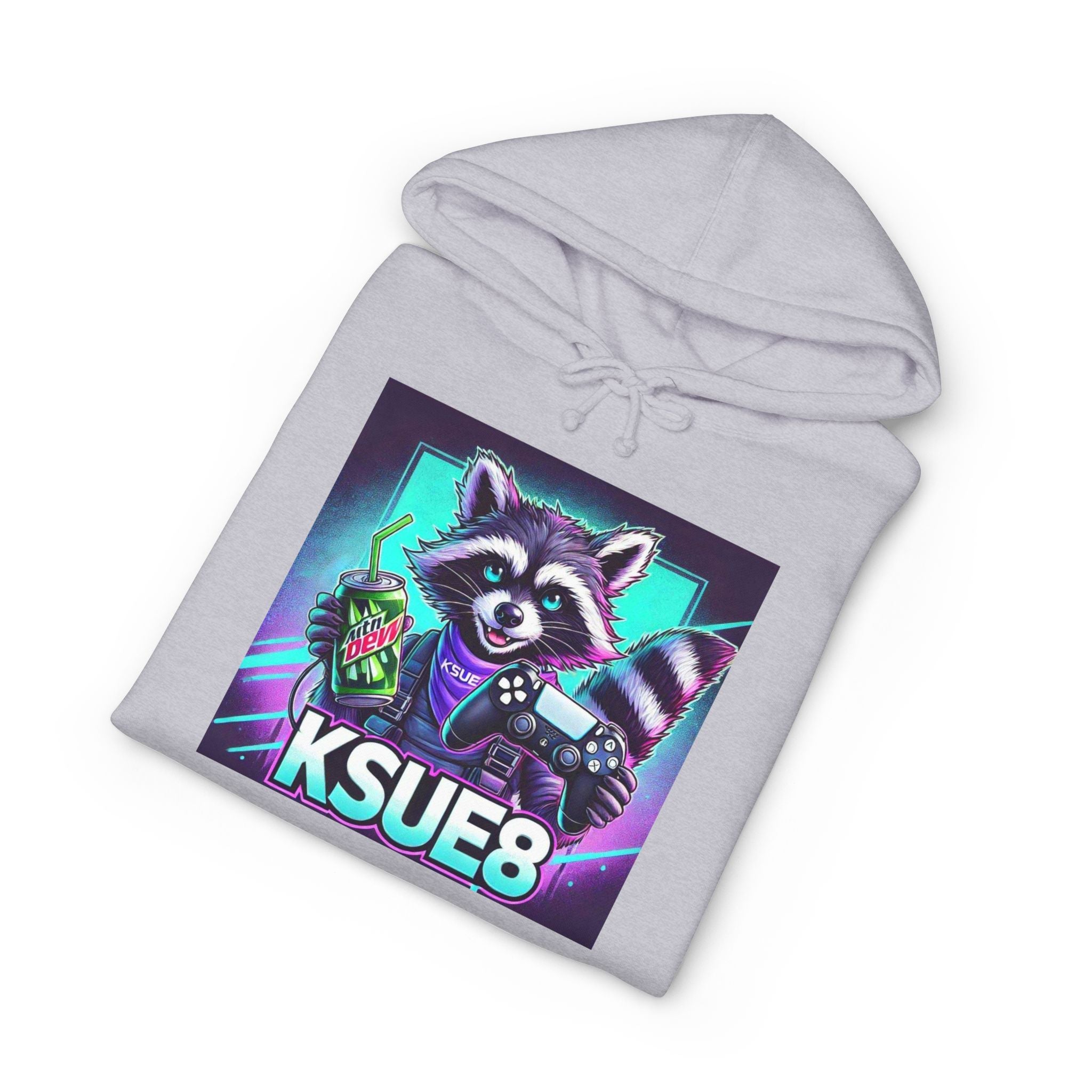 Raccoon Gamer Hoodie – KSUE8 Neon Arcade Pullover