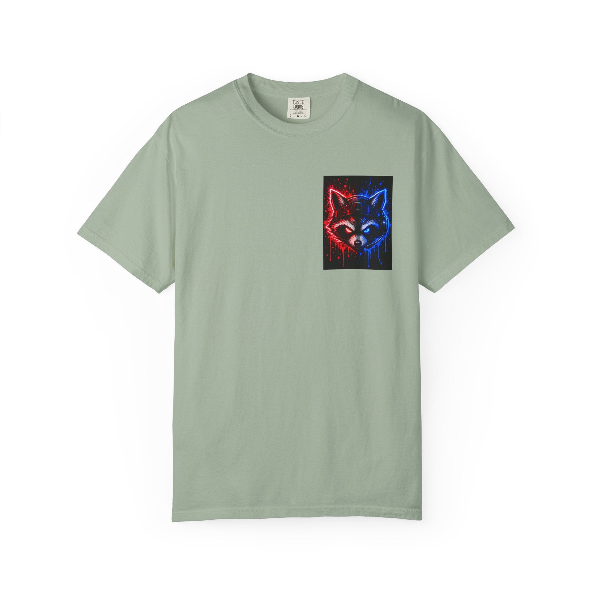Raccoon Gaming Neon Poster T-Shirt — "Look In, Speak Up, Shine Out" Motivational Tee