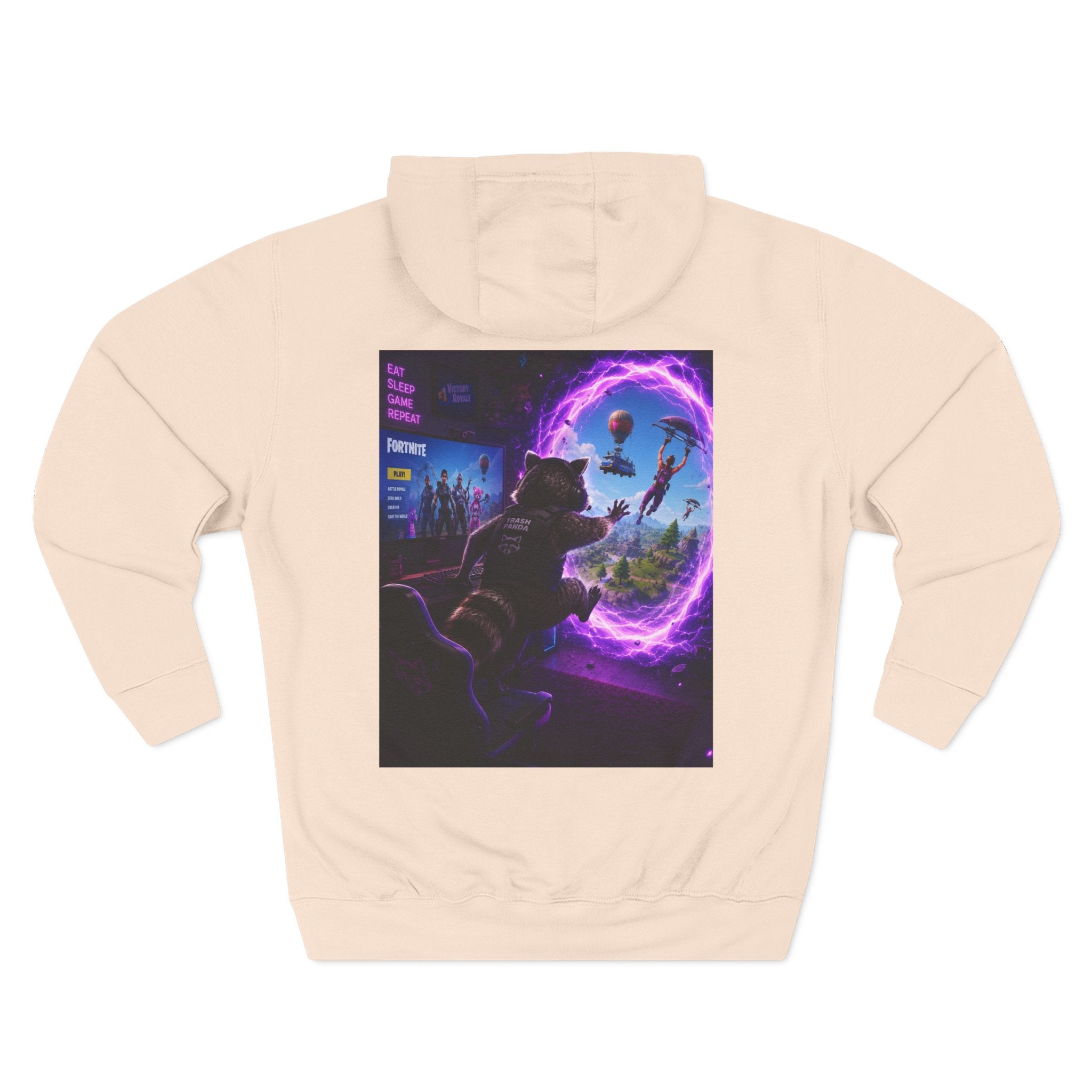 Raccoon Portal Graphic Hoodie — Gaming Sci‑Fi Fleece Pullover