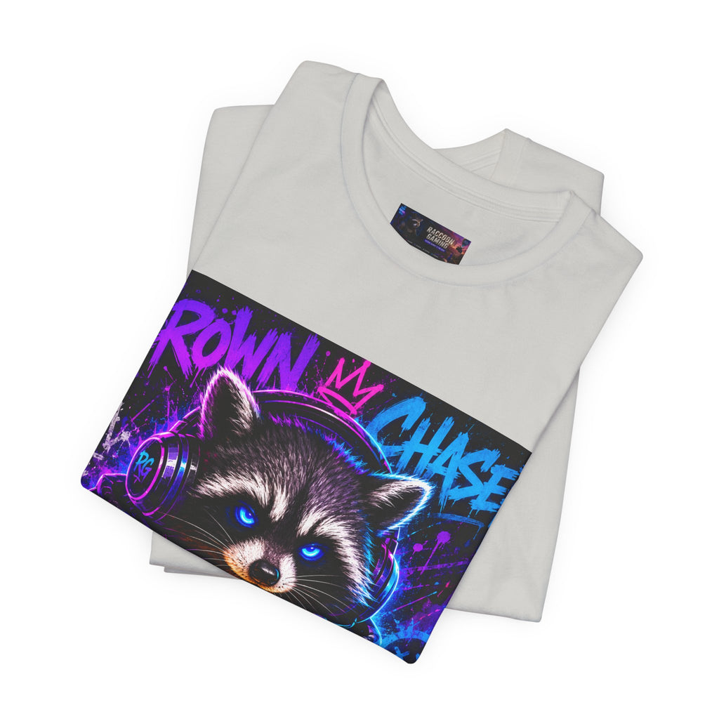 Crown Chaser Raccoon Gaming Tee — "Every Match is Earned" Gamer T-Shirt