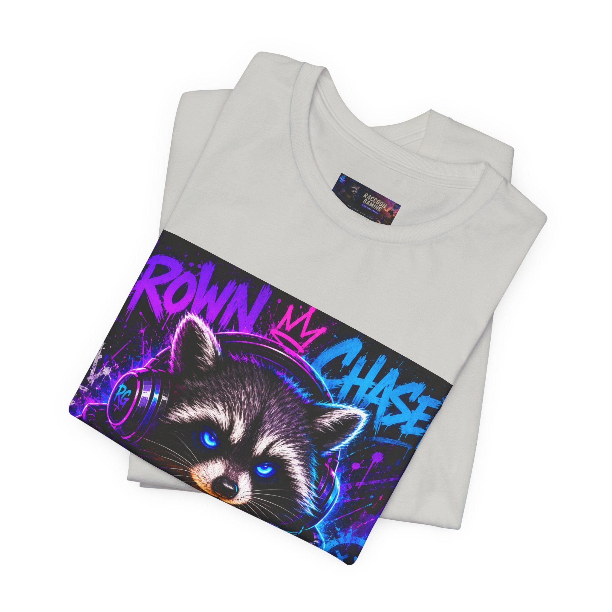 Crown Chaser Raccoon Gaming Tee — "Every Match is Earned" Gamer T-Shirt