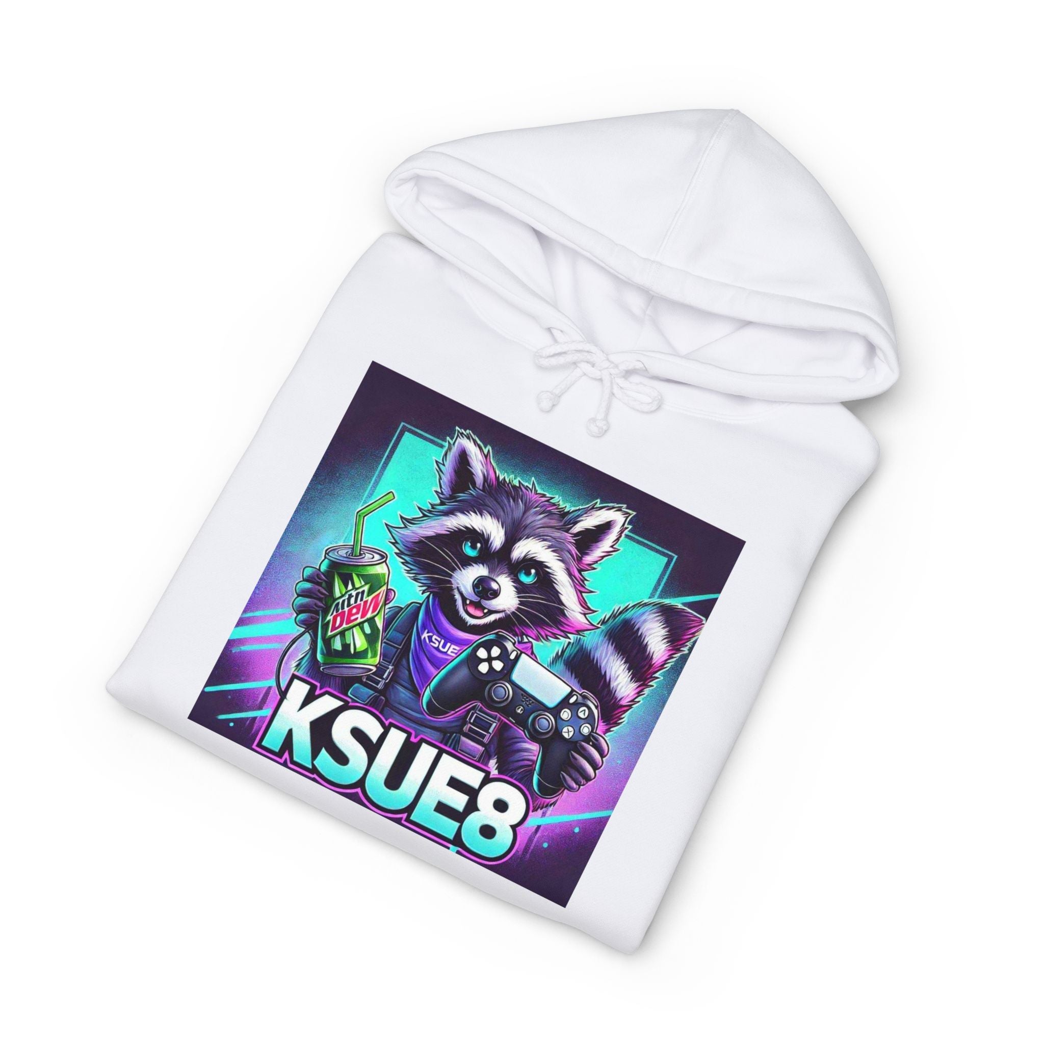 Raccoon Gamer Hoodie – KSUE8 Neon Arcade Pullover