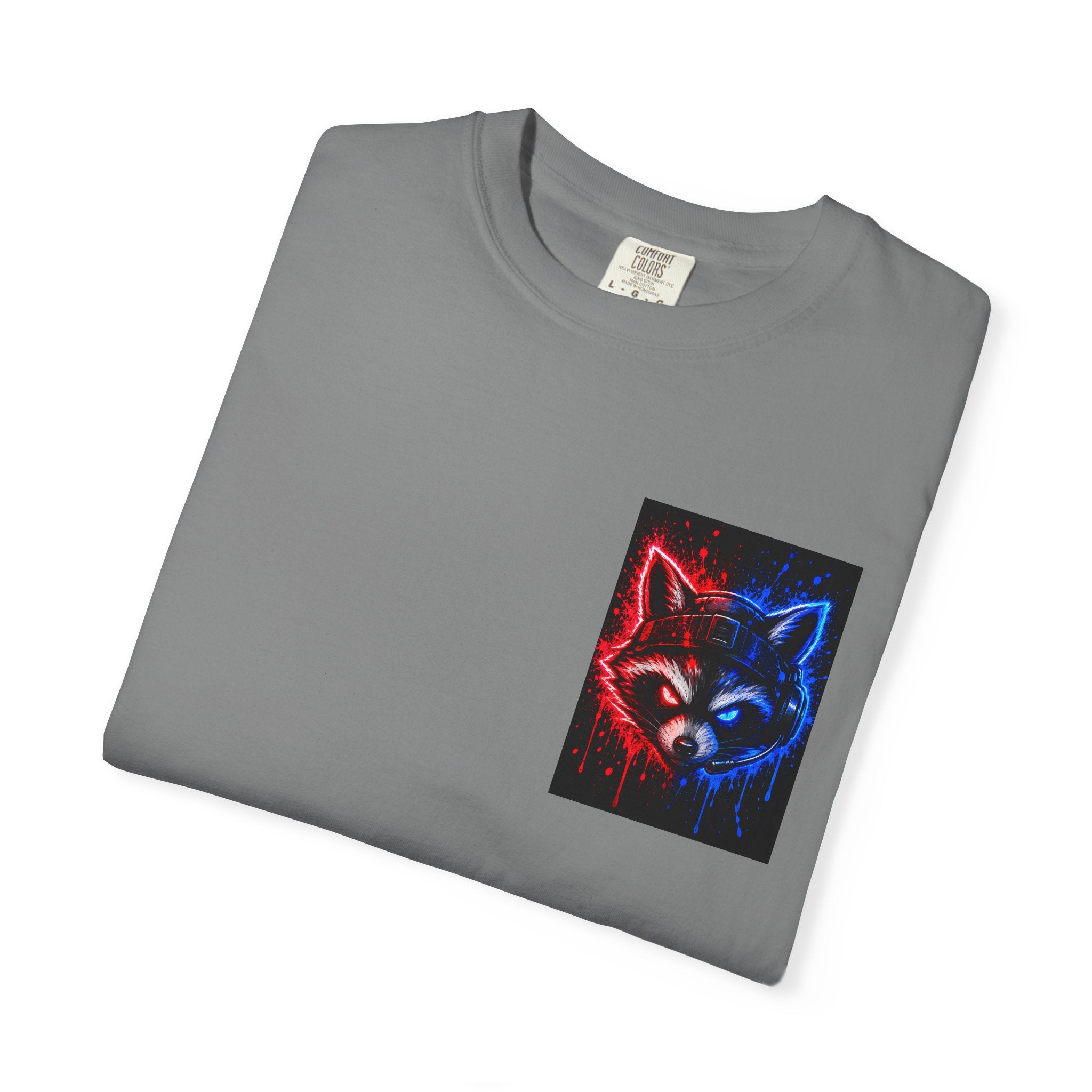 Raccoon Gaming Neon Poster T-Shirt — "Look In, Speak Up, Shine Out" Motivational Tee
