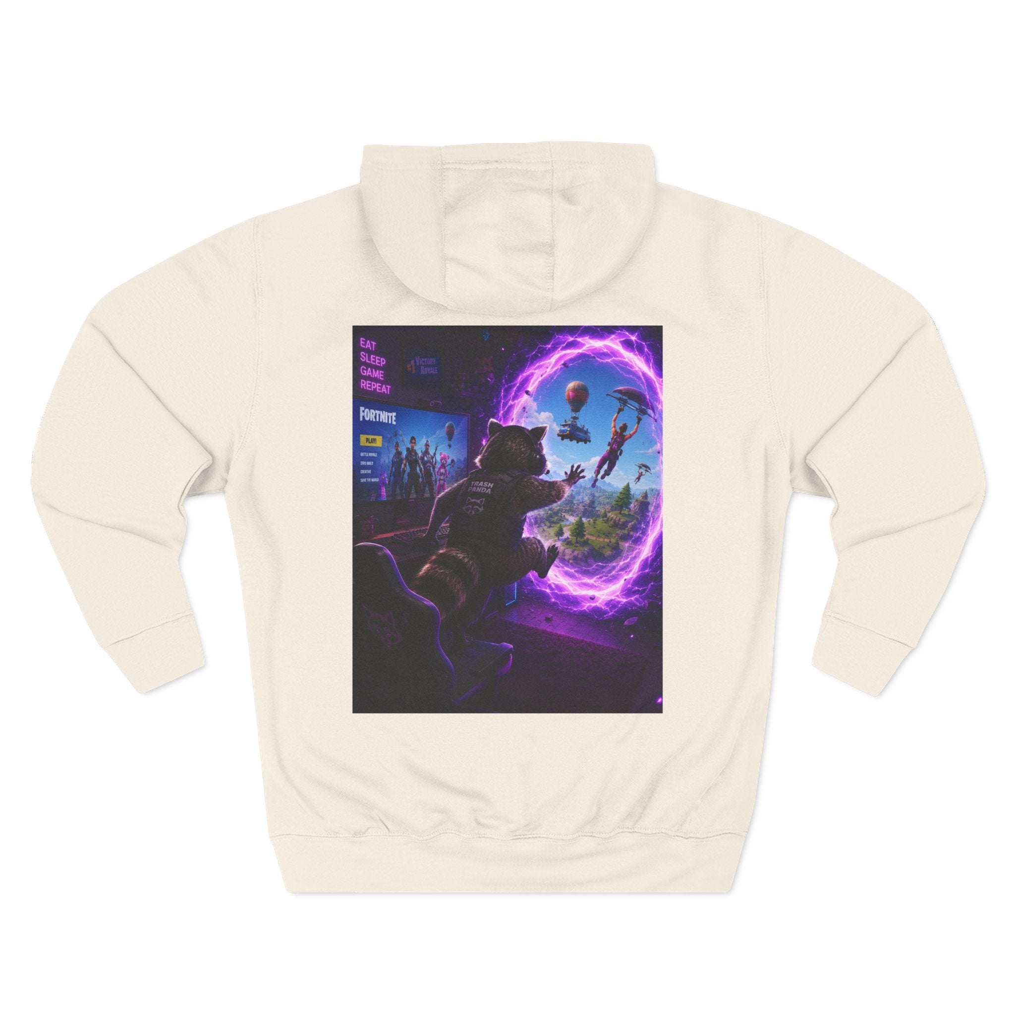 Raccoon Portal Graphic Hoodie — Gaming Sci‑Fi Fleece Pullover