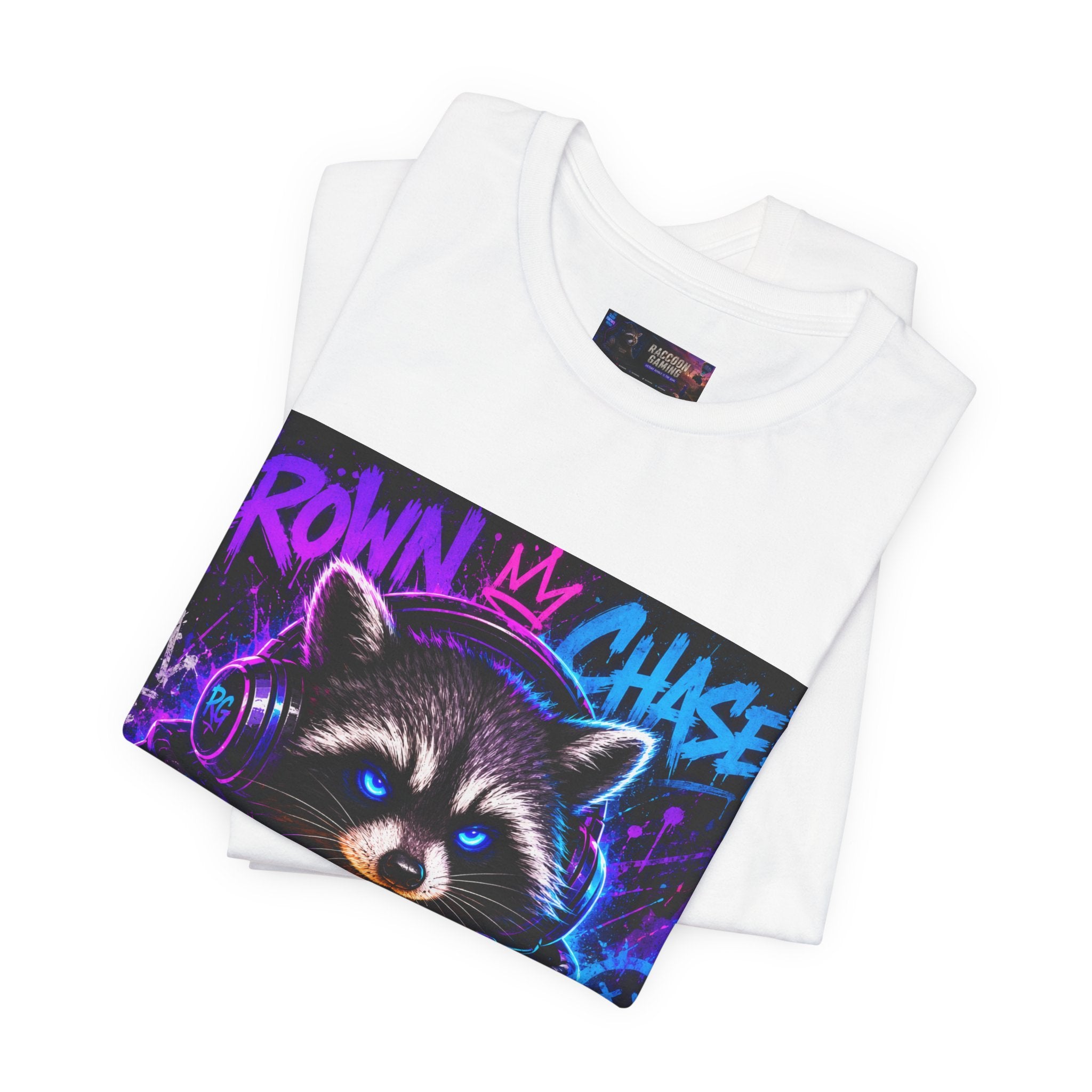 Crown Chaser Raccoon Gaming Tee — "Every Match is Earned" Gamer T-Shirt