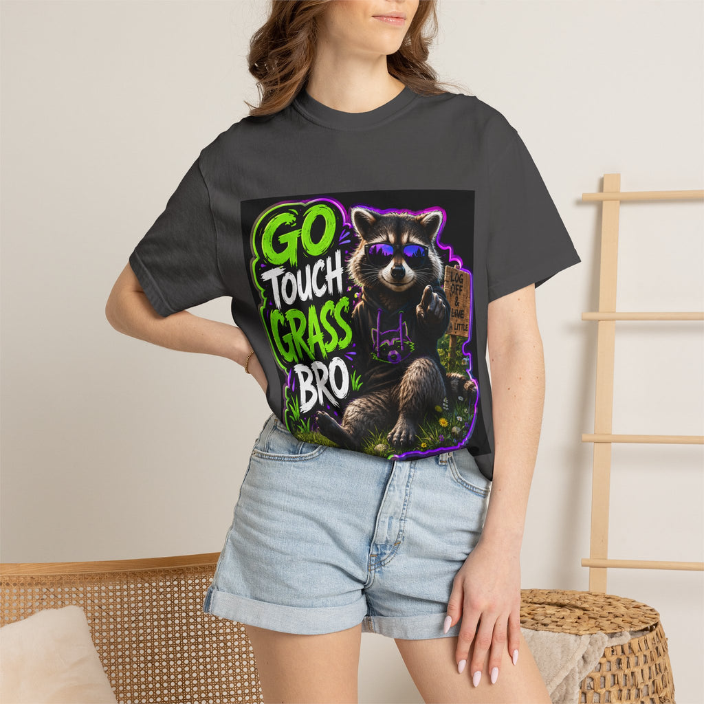 Raccoon 'Go Touch Grass Bro' Graphic T-Shirt