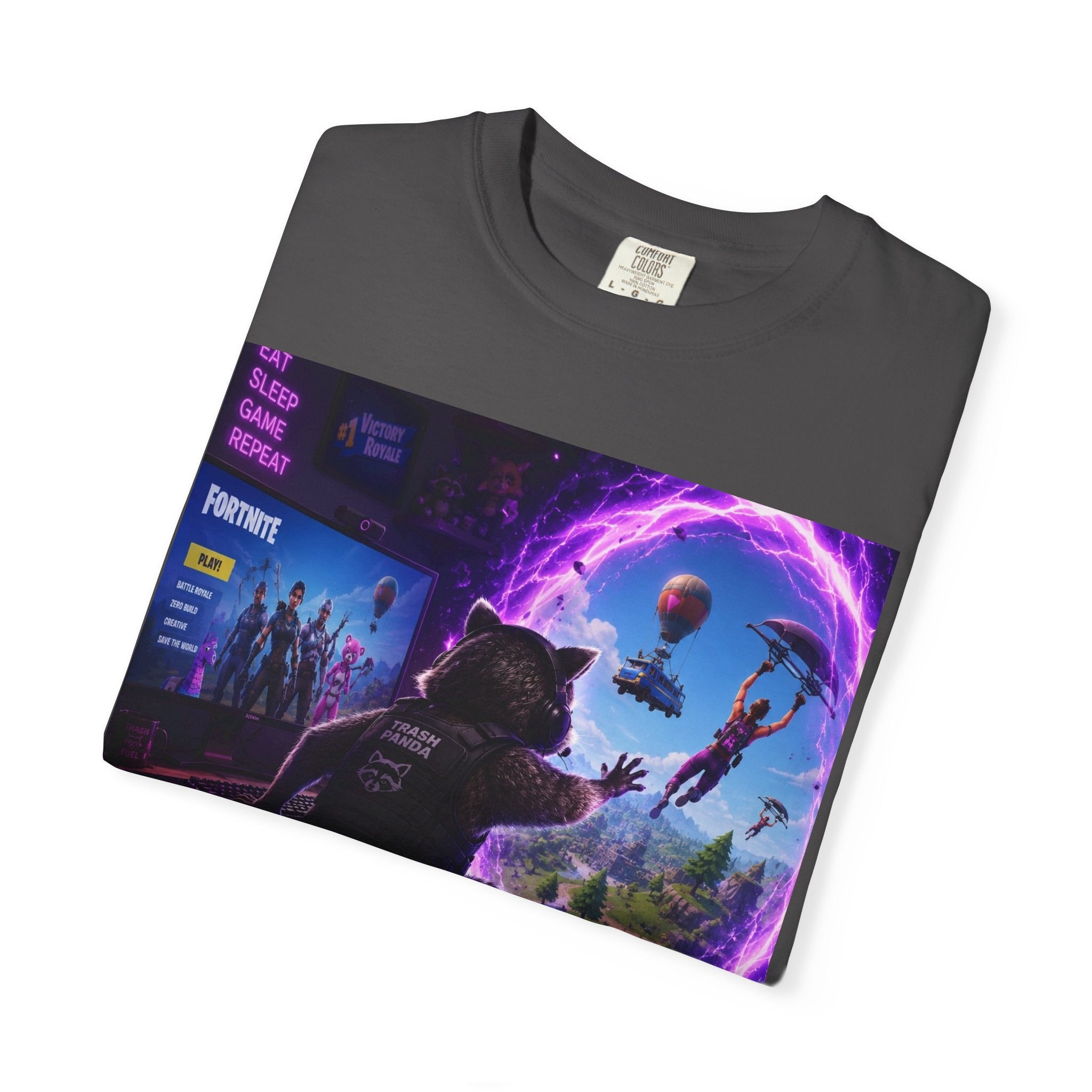 T-Shirt — Fortnite Portal Graphic Tee (Raccoon Watching Portal)