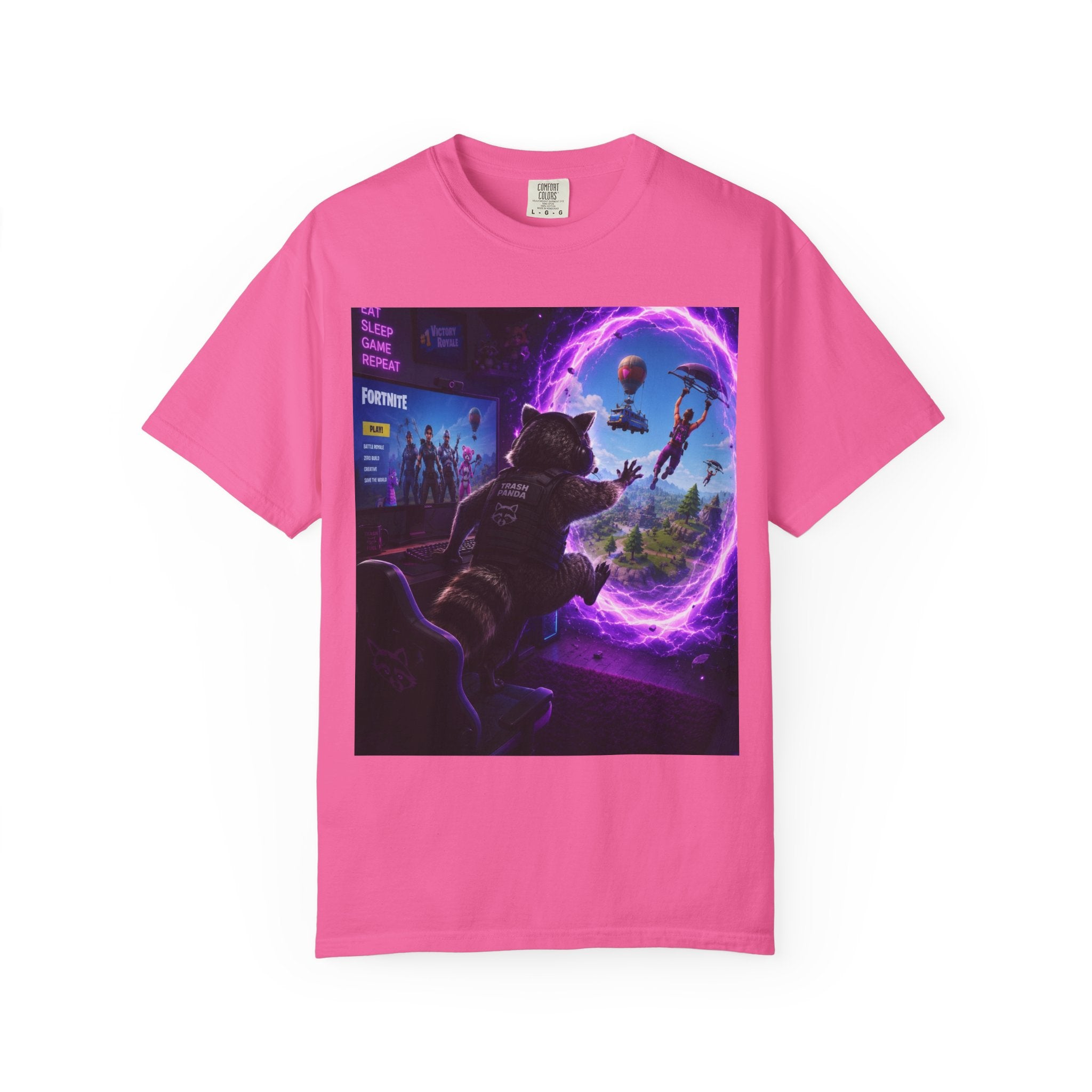 T-Shirt — Fortnite Portal Graphic Tee (Raccoon Watching Portal)