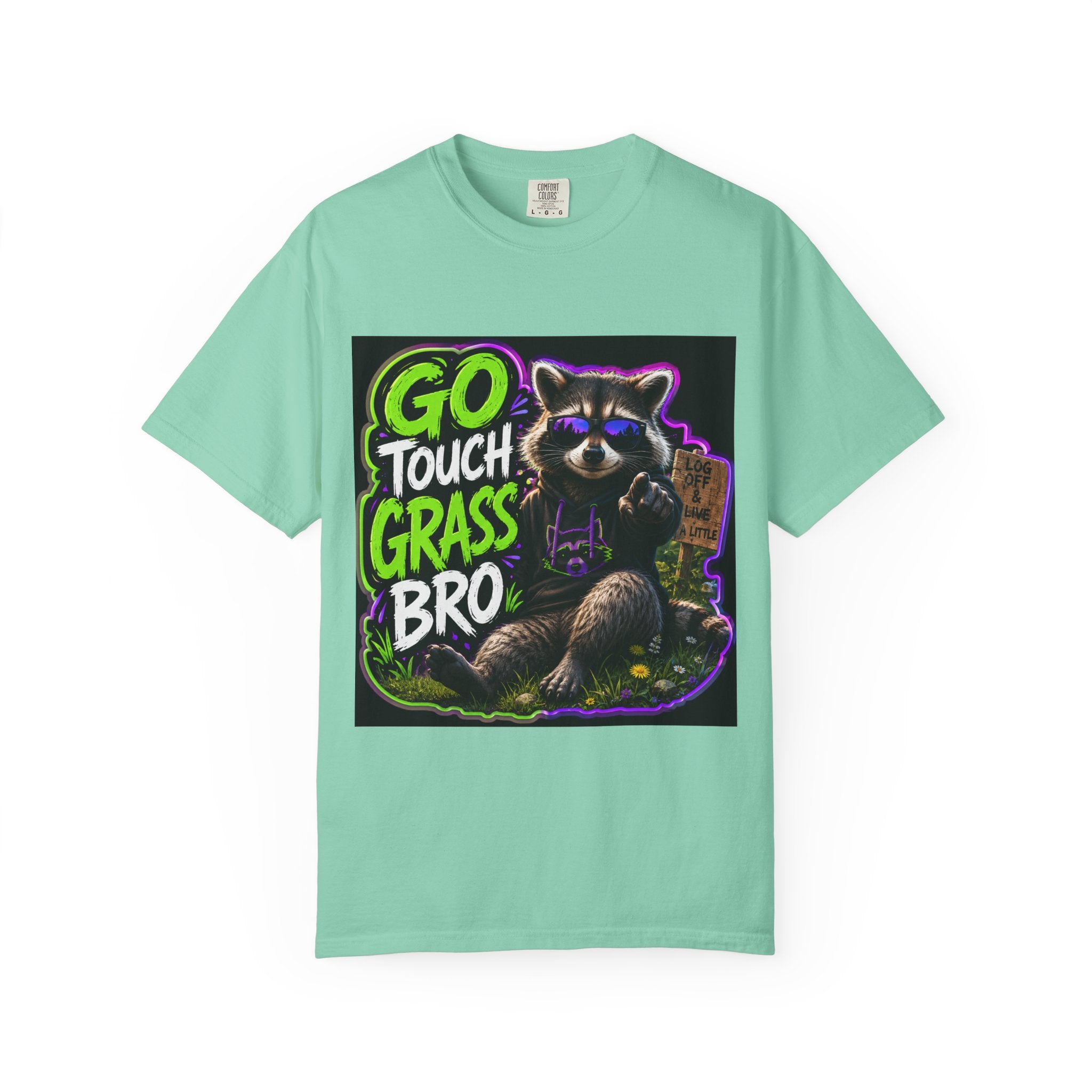 Raccoon 'Go Touch Grass Bro' Graphic T-Shirt