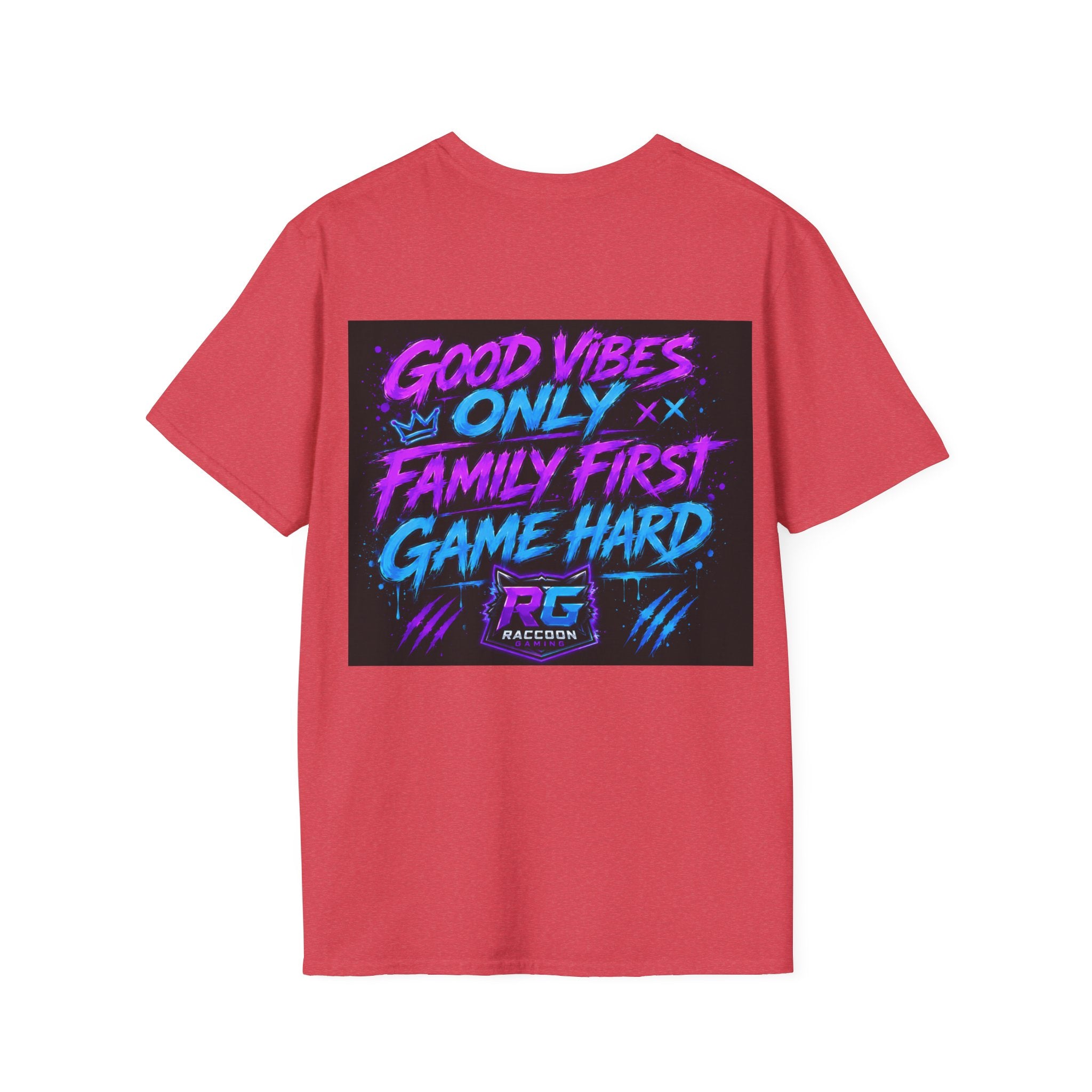 Raccoon Neon Graphic T-Shirt — "Good Vibes Only" Retro Gamer Streetwear