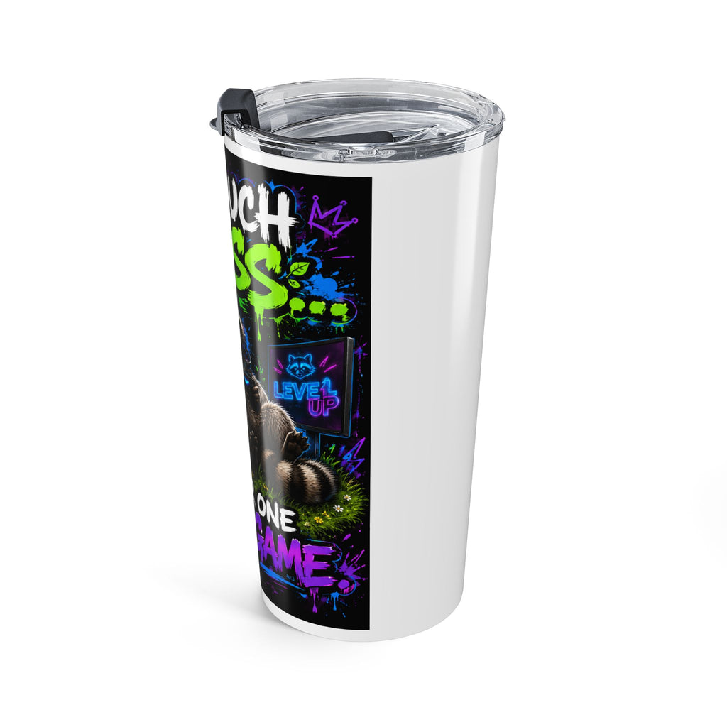Gaming Raccoon 20oz Tumbler – "Do Not Touch Grass" Travel Cup