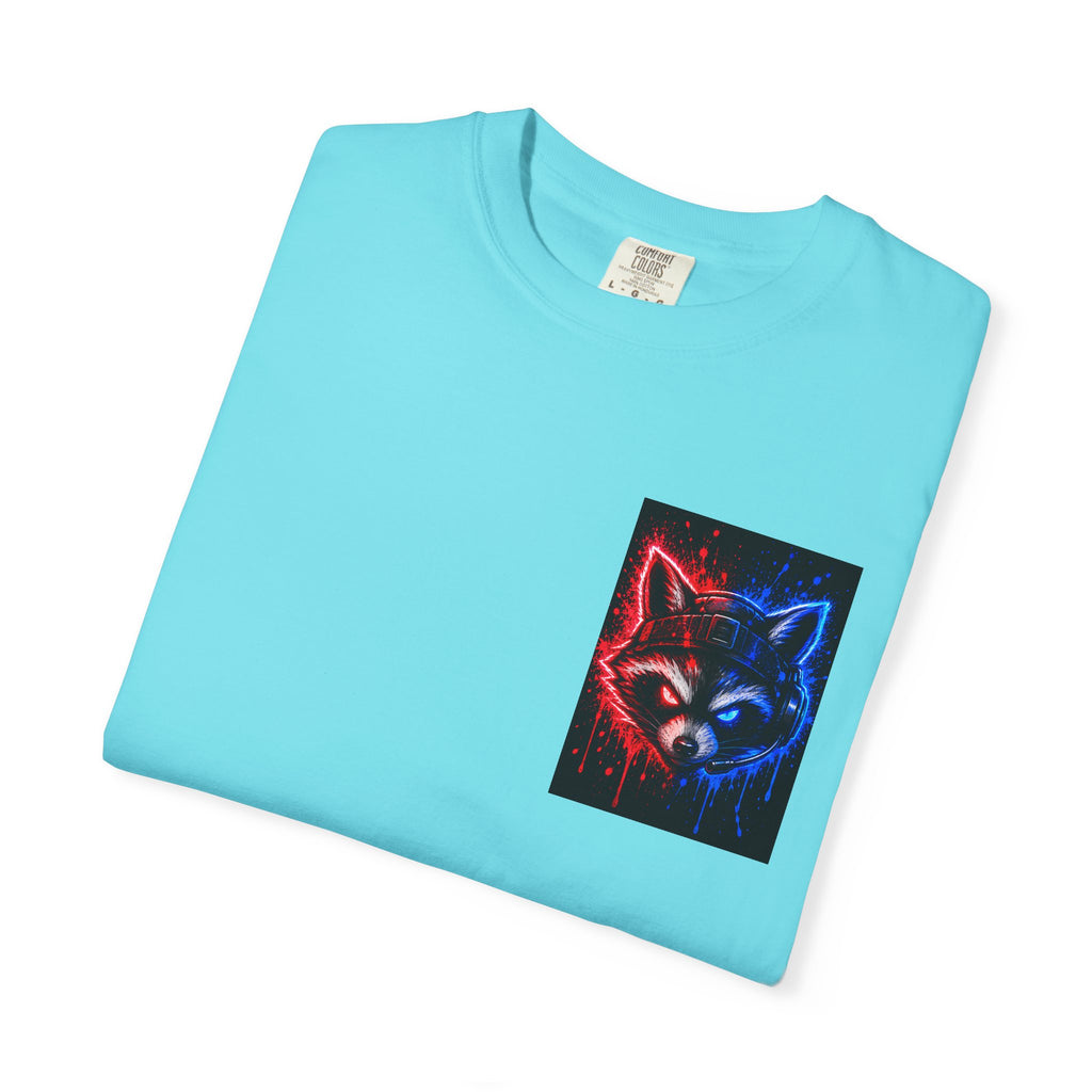 Raccoon Gaming Neon Poster T-Shirt — "Look In, Speak Up, Shine Out" Motivational Tee