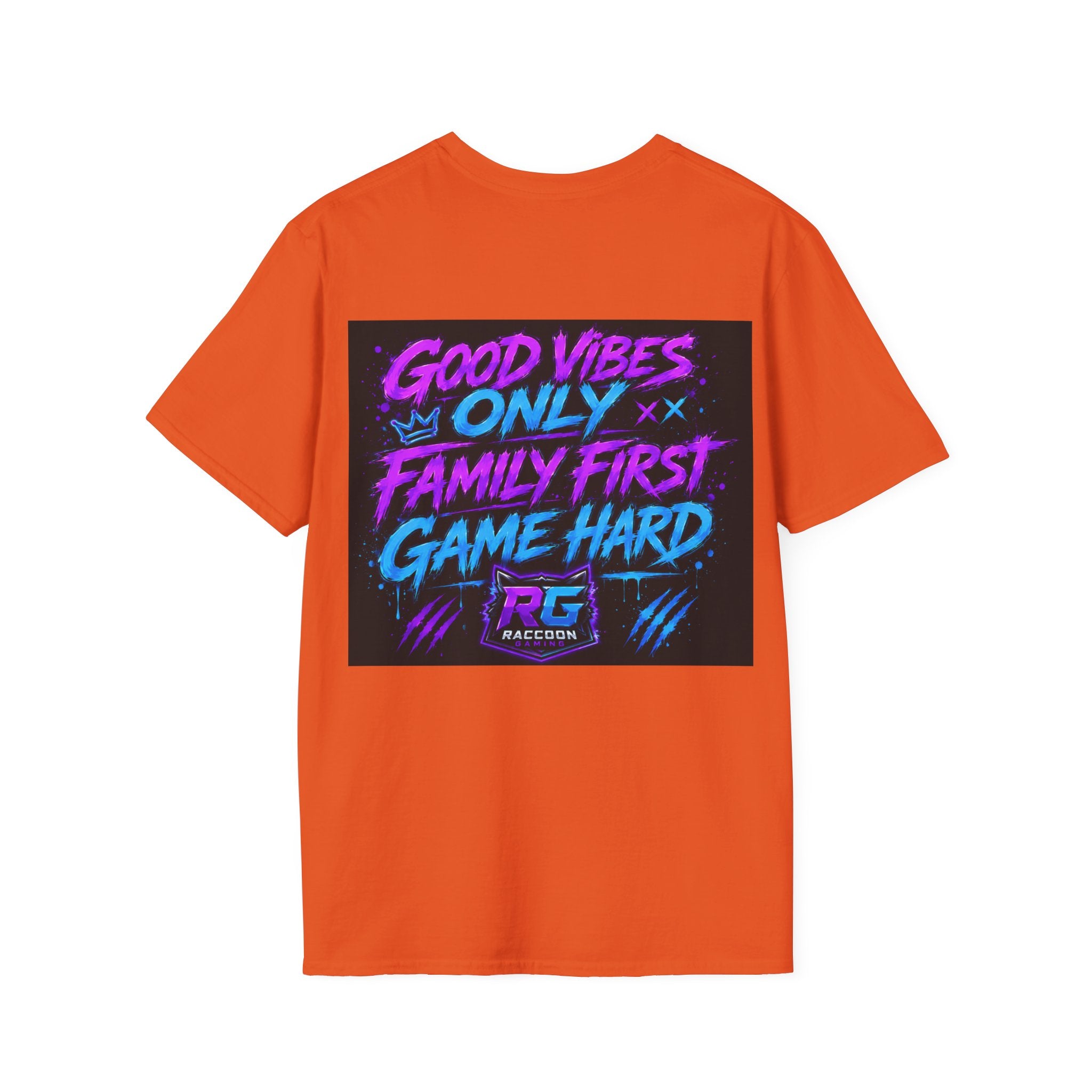 Raccoon Neon Graphic T-Shirt — "Good Vibes Only" Retro Gamer Streetwear
