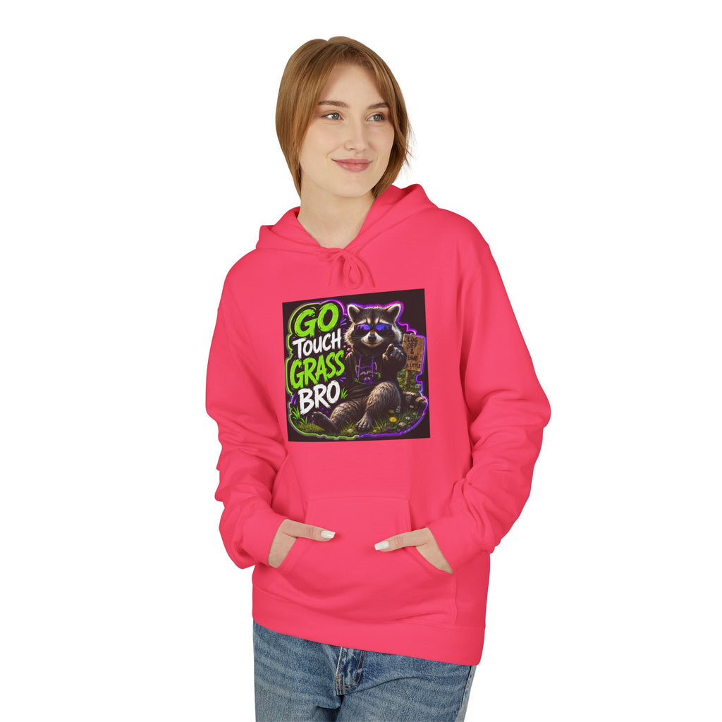 Go Touch Grass Bro Hoodie – Funny Green Text & Gamer Frog Graphic Pullover
