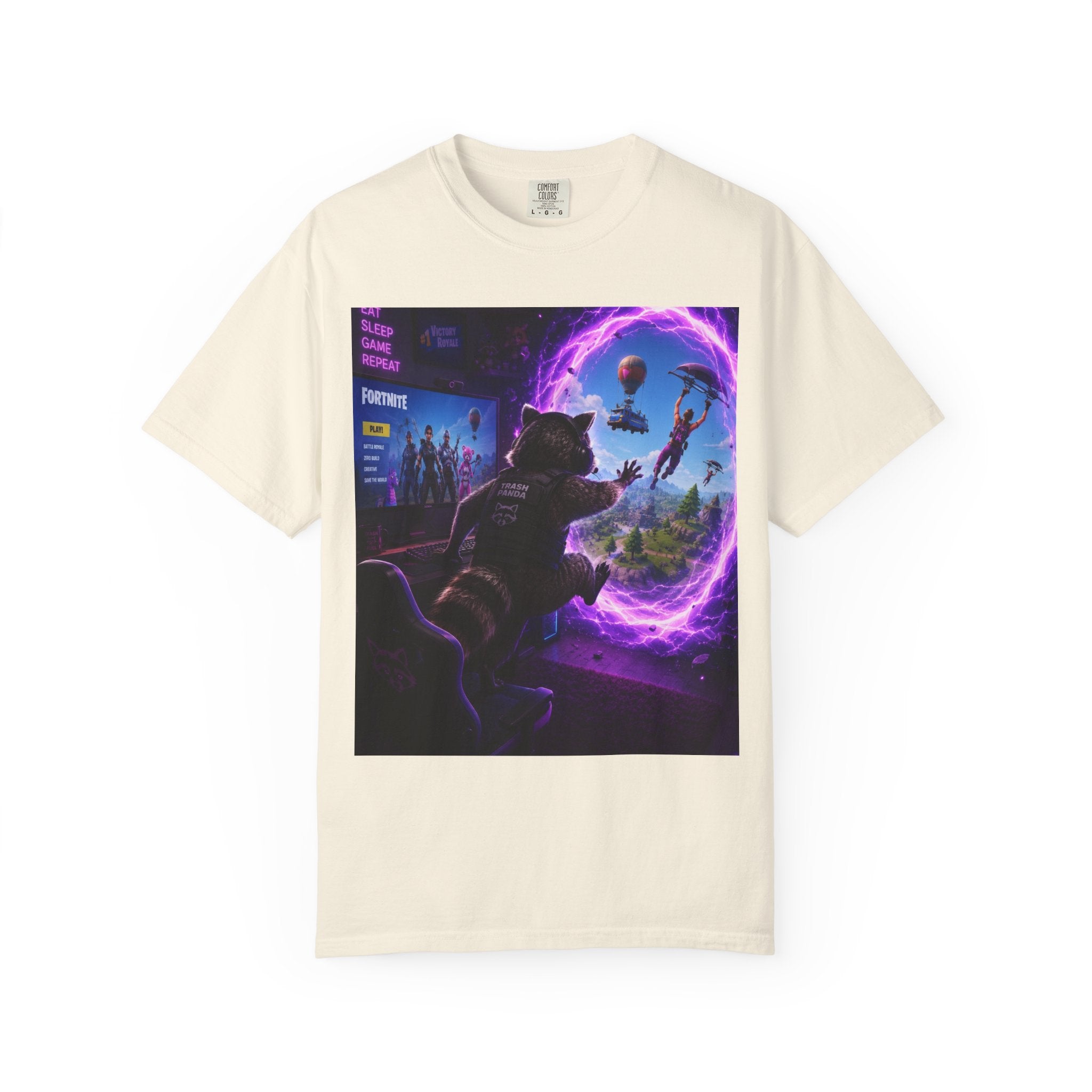 T-Shirt — Fortnite Portal Graphic Tee (Raccoon Watching Portal)