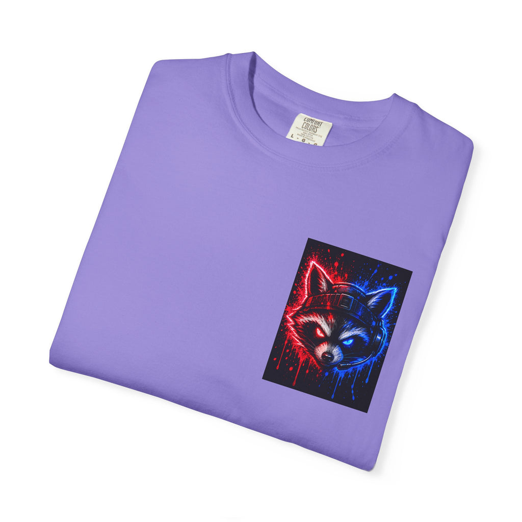 Raccoon Gaming Neon Poster T-Shirt — "Look In, Speak Up, Shine Out" Motivational Tee