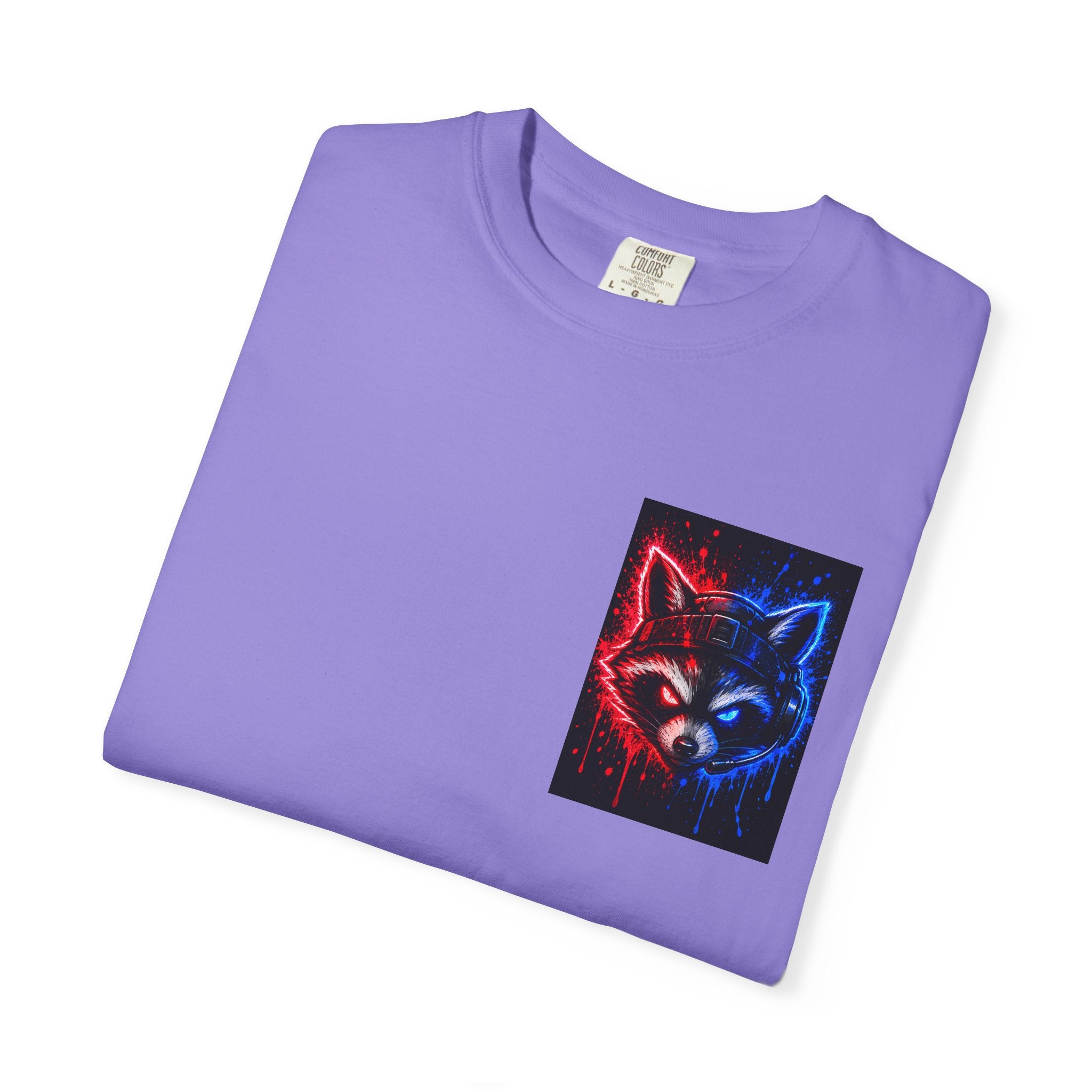Raccoon Gaming Neon Poster T-Shirt — "Look In, Speak Up, Shine Out" Motivational Tee