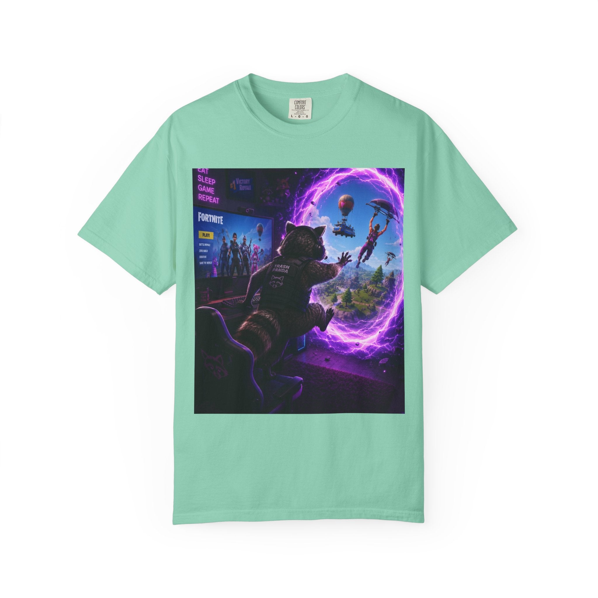 T-Shirt — Fortnite Portal Graphic Tee (Raccoon Watching Portal)