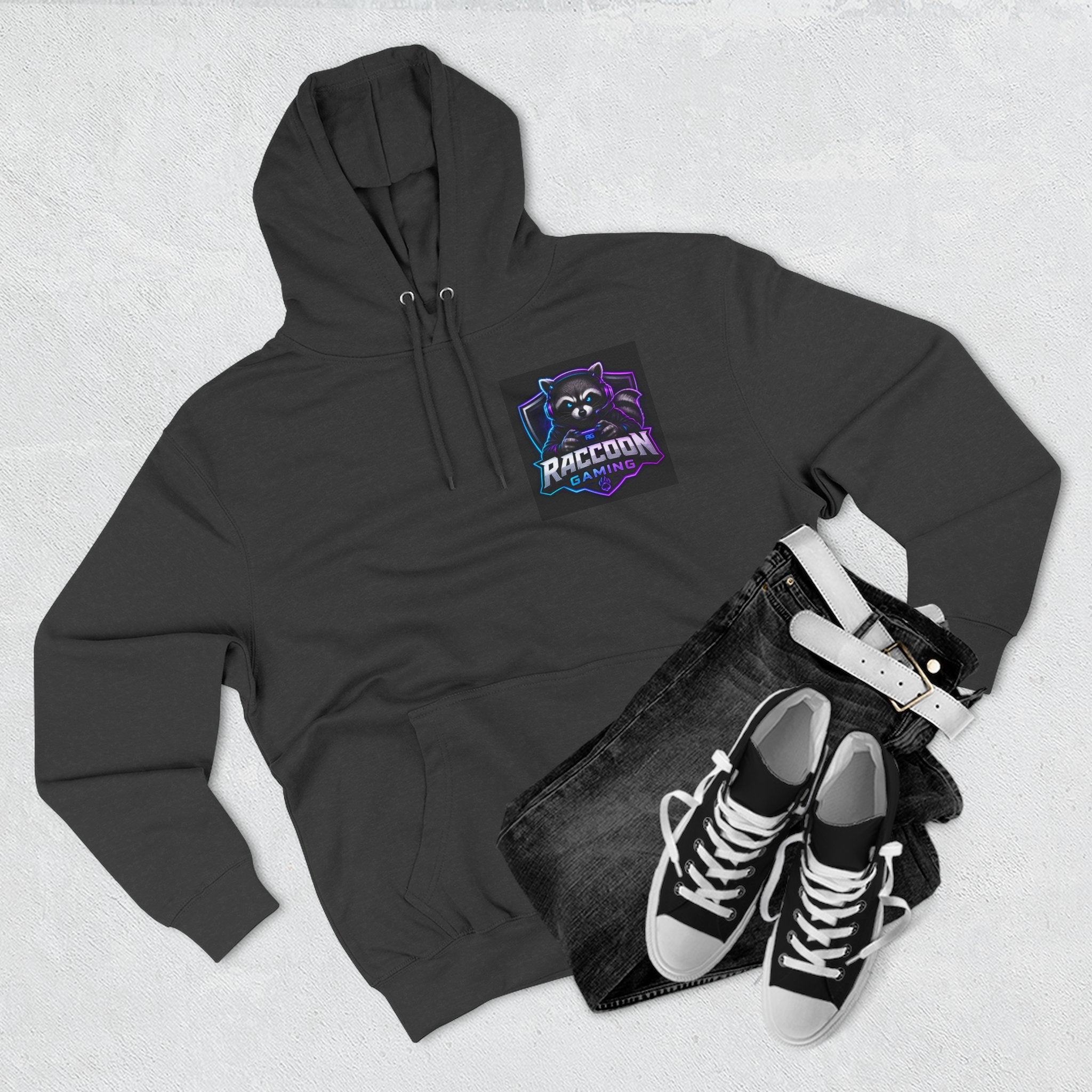 Raccoon Portal Graphic Hoodie — Gaming Sci‑Fi Fleece Pullover
