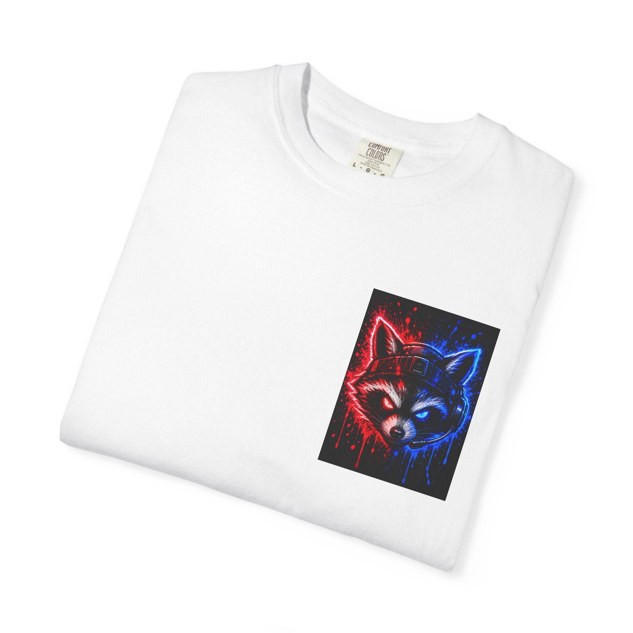 Raccoon Gaming Neon Poster T-Shirt — "Look In, Speak Up, Shine Out" Motivational Tee