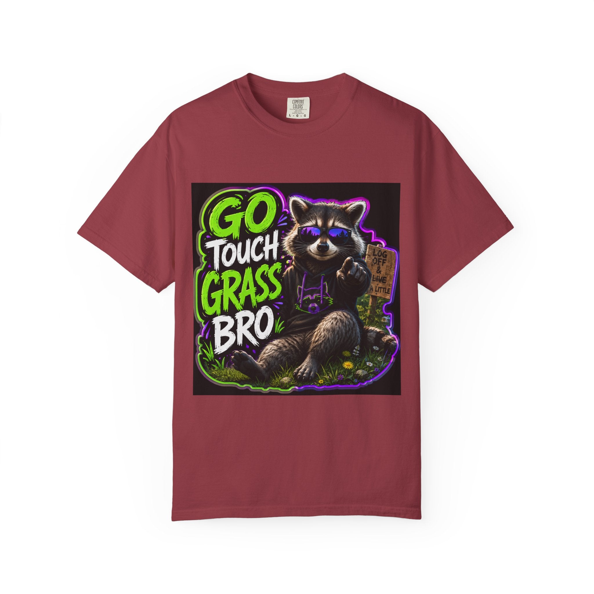 Raccoon 'Go Touch Grass Bro' Graphic T-Shirt