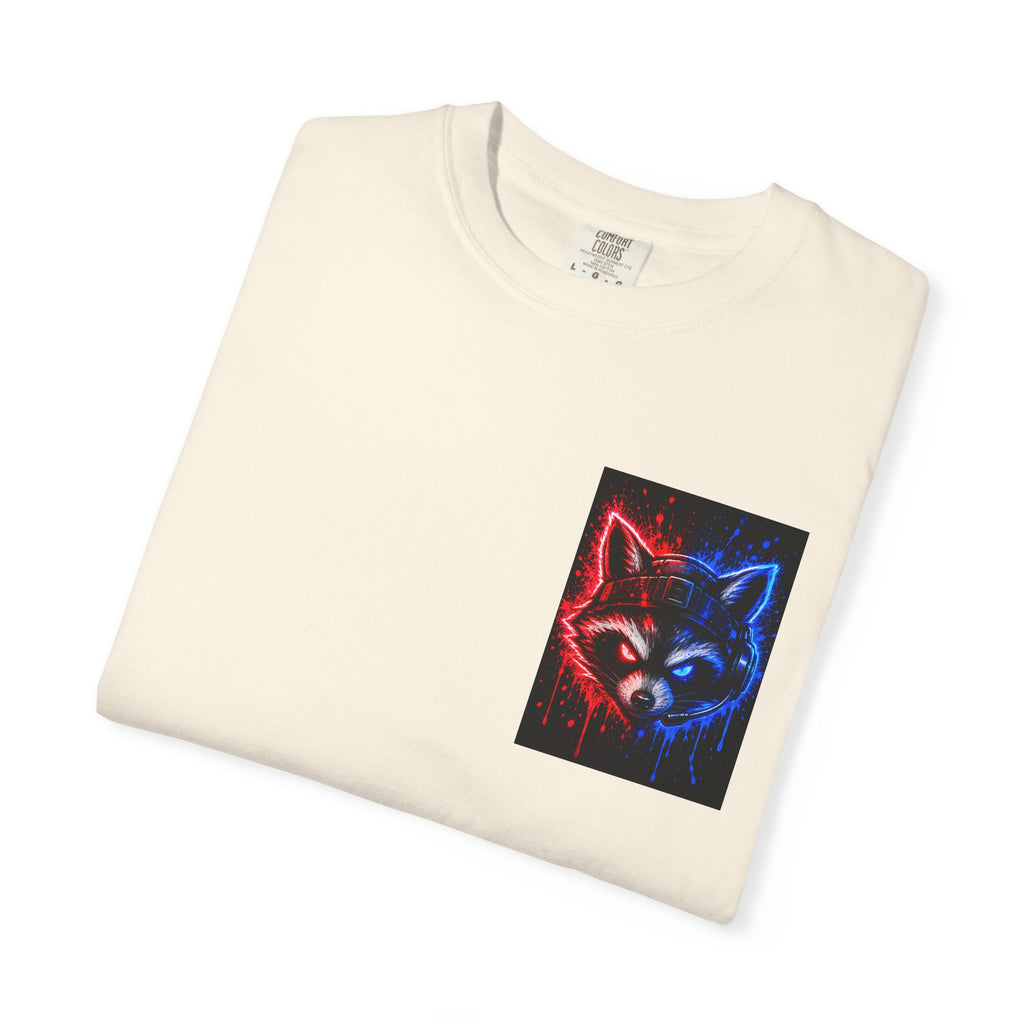 Raccoon Gaming Neon Poster T-Shirt — "Look In, Speak Up, Shine Out" Motivational Tee