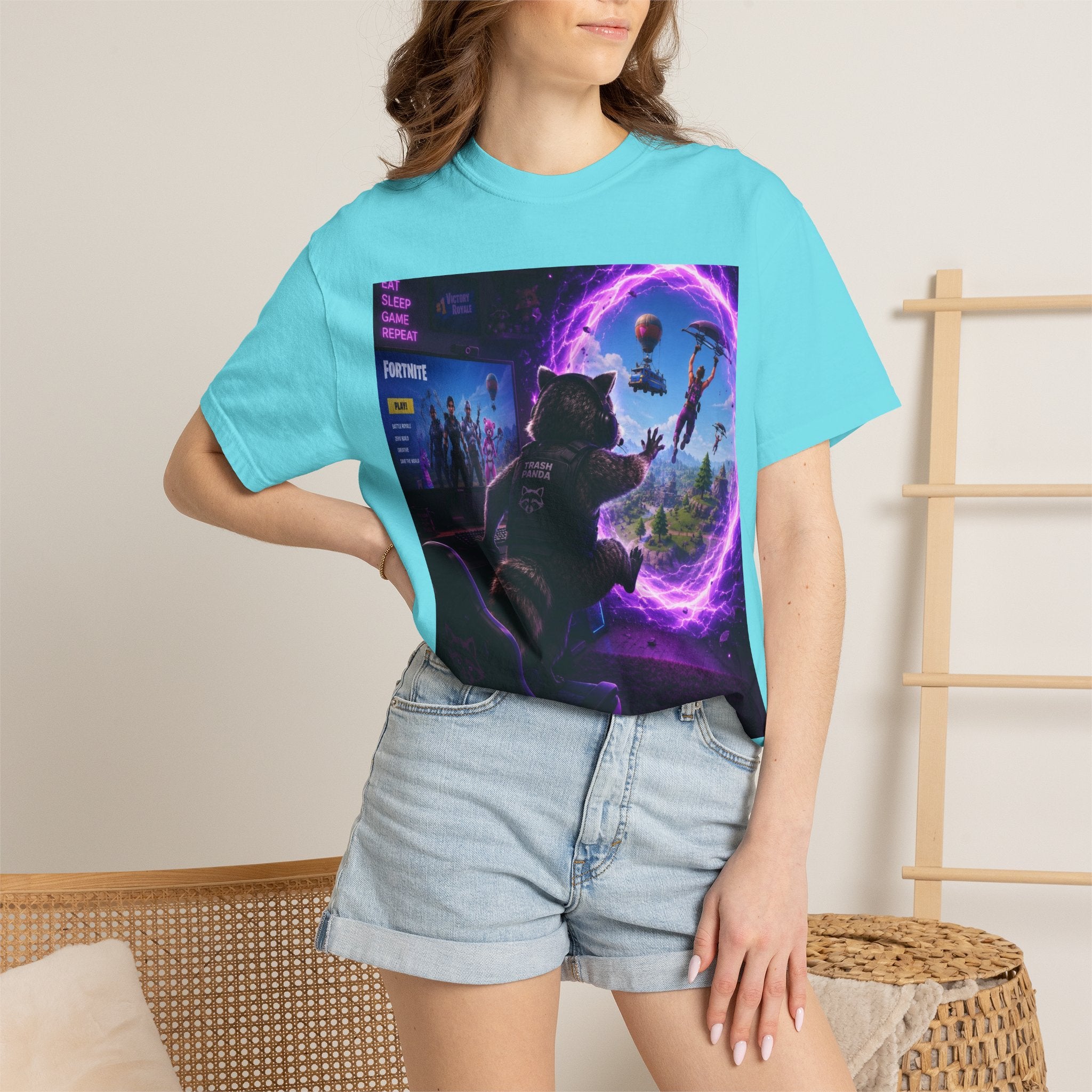 T-Shirt — Fortnite Portal Graphic Tee (Raccoon Watching Portal)