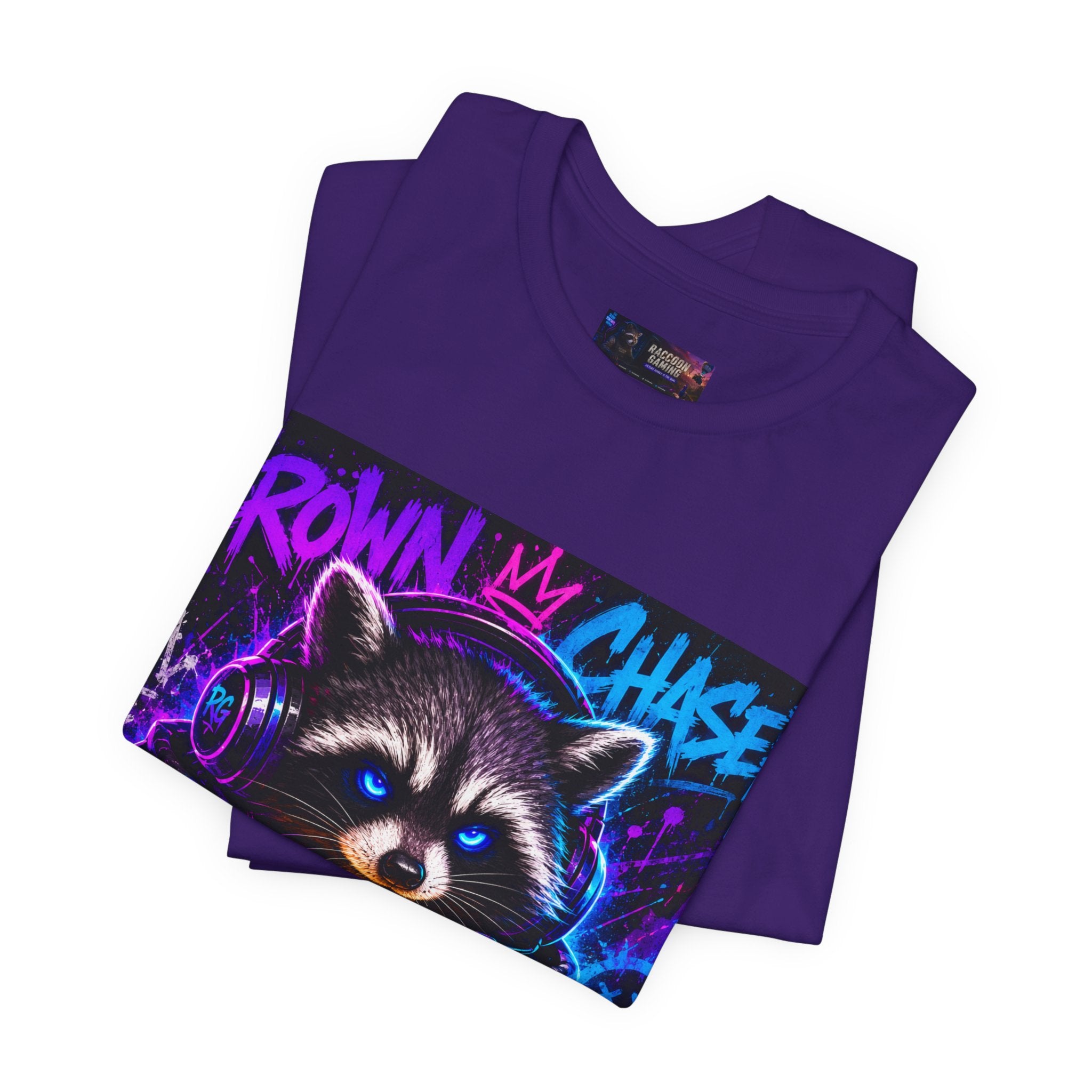 Crown Chaser Raccoon Gaming Tee — "Every Match is Earned" Gamer T-Shirt