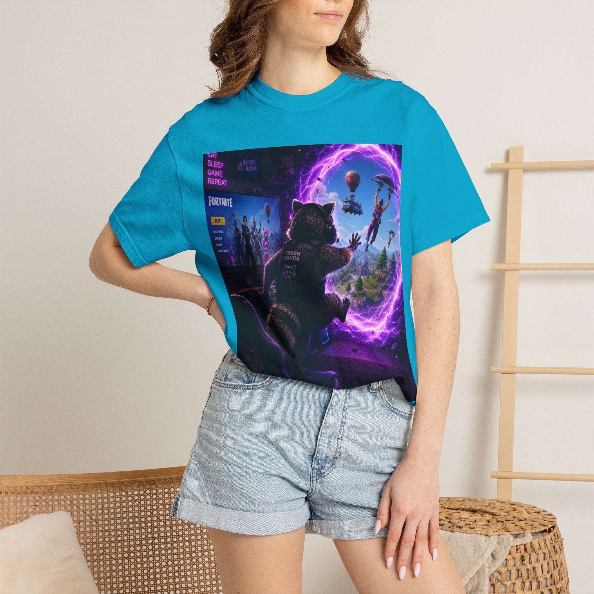 T-Shirt — Fortnite Portal Graphic Tee (Raccoon Watching Portal)