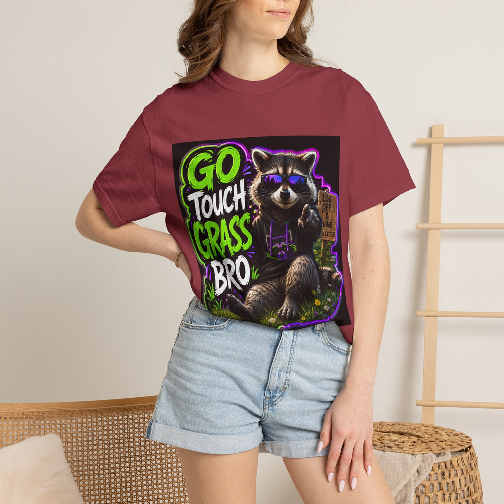 Raccoon 'Go Touch Grass Bro' Graphic T-Shirt