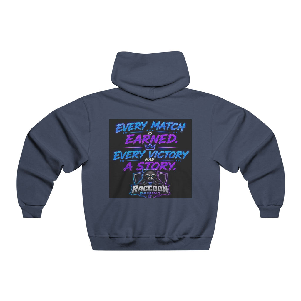 Gaming Raccoon Hoodie — Neon Retro Esports Sweatshirt ("Every Match Earned, Every Victory a Story")