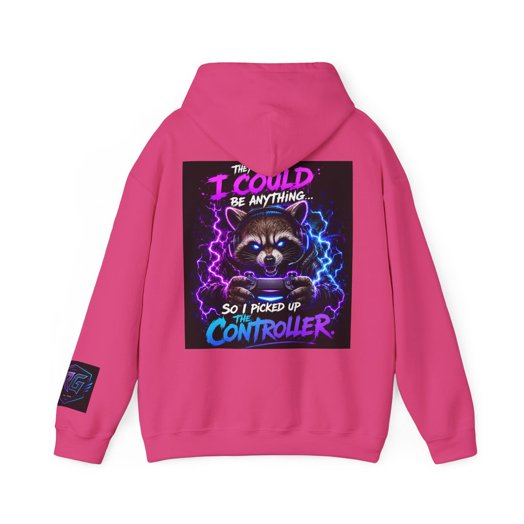 Gaming Hoodie — “I Could Be Anything… So I Picked up the Controller” Raccoon Gamer Sweatshirt