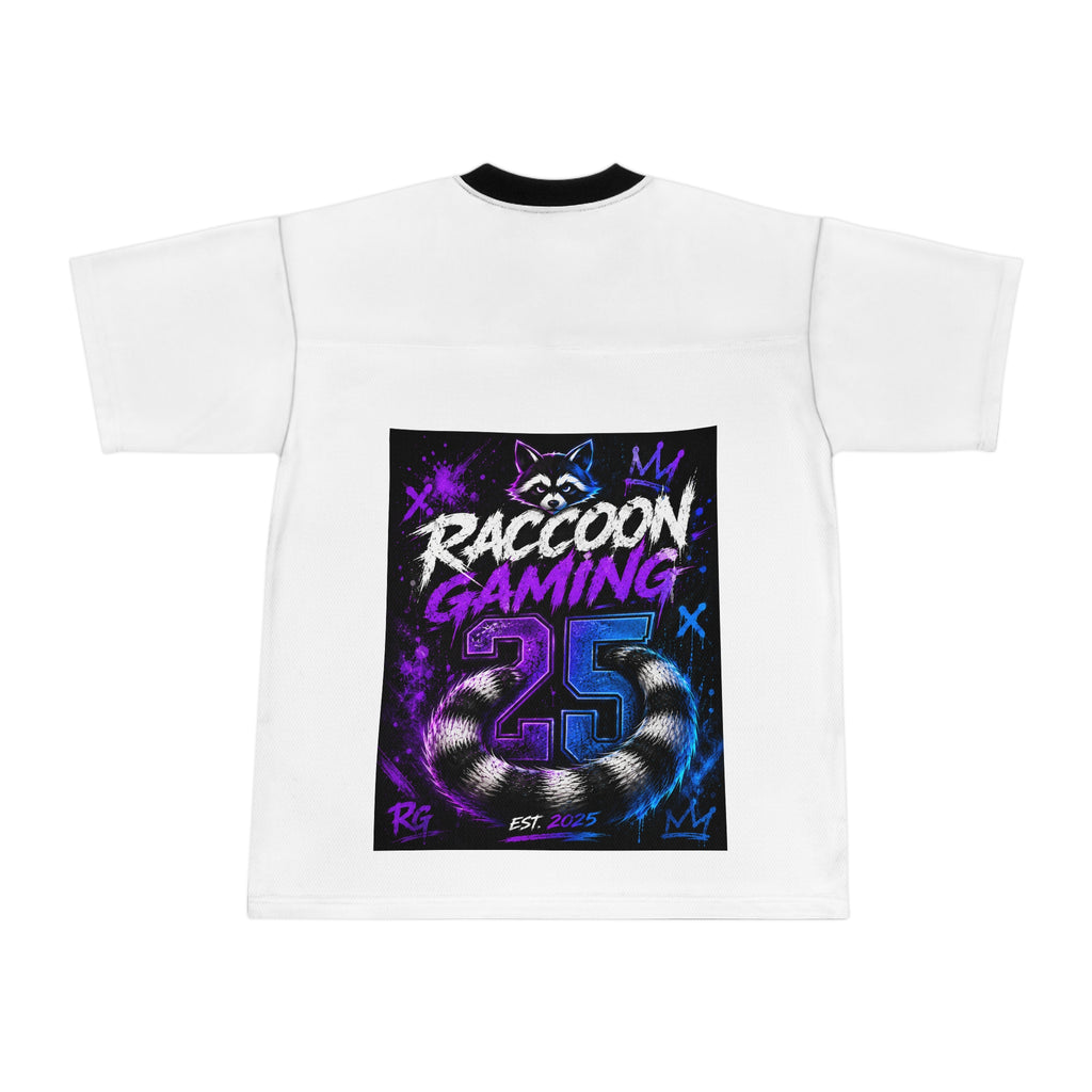 Raccoon Gaming Jersey — Retro Neon Esports Football Tee