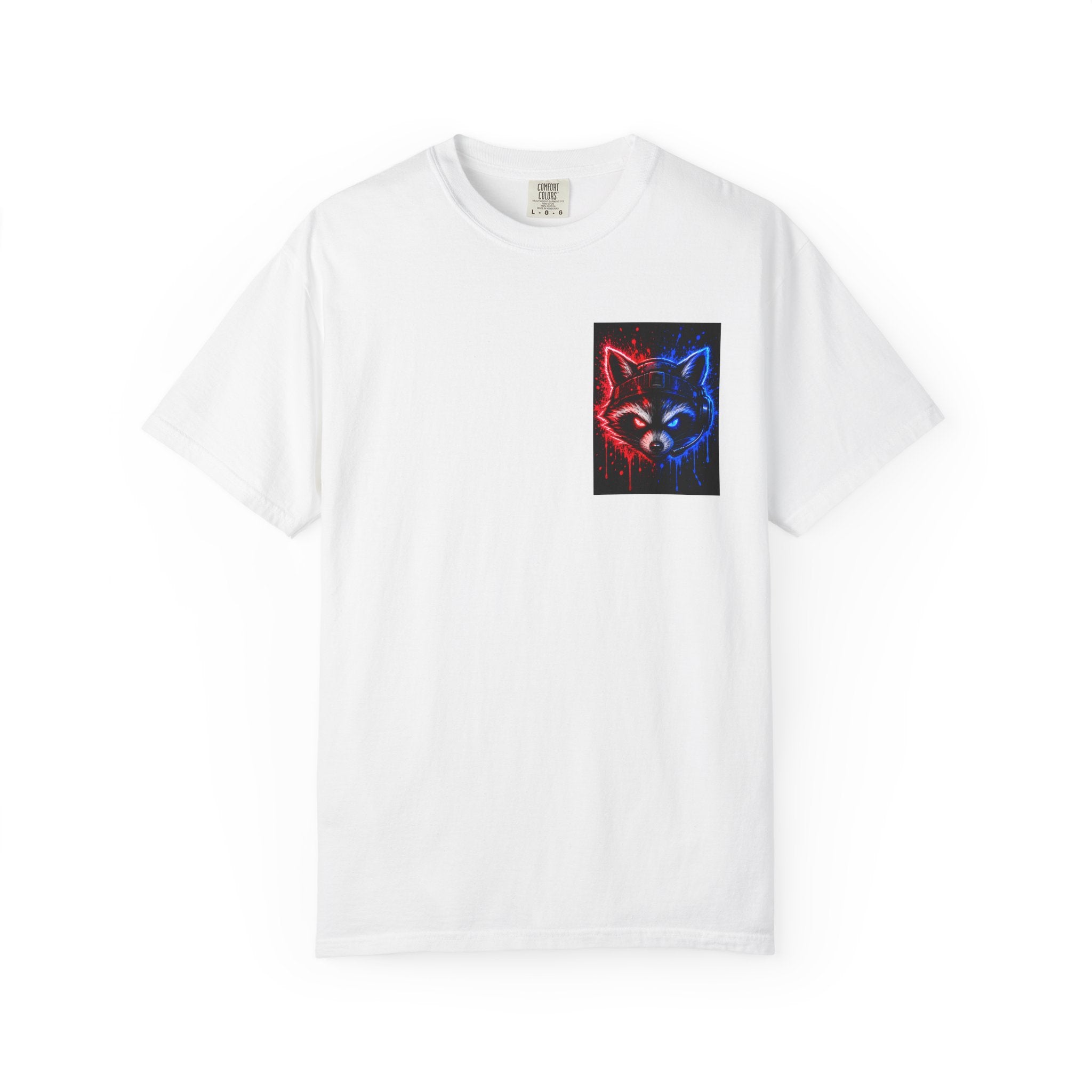 Raccoon Gaming Neon Poster T-Shirt — "Look In, Speak Up, Shine Out" Motivational Tee