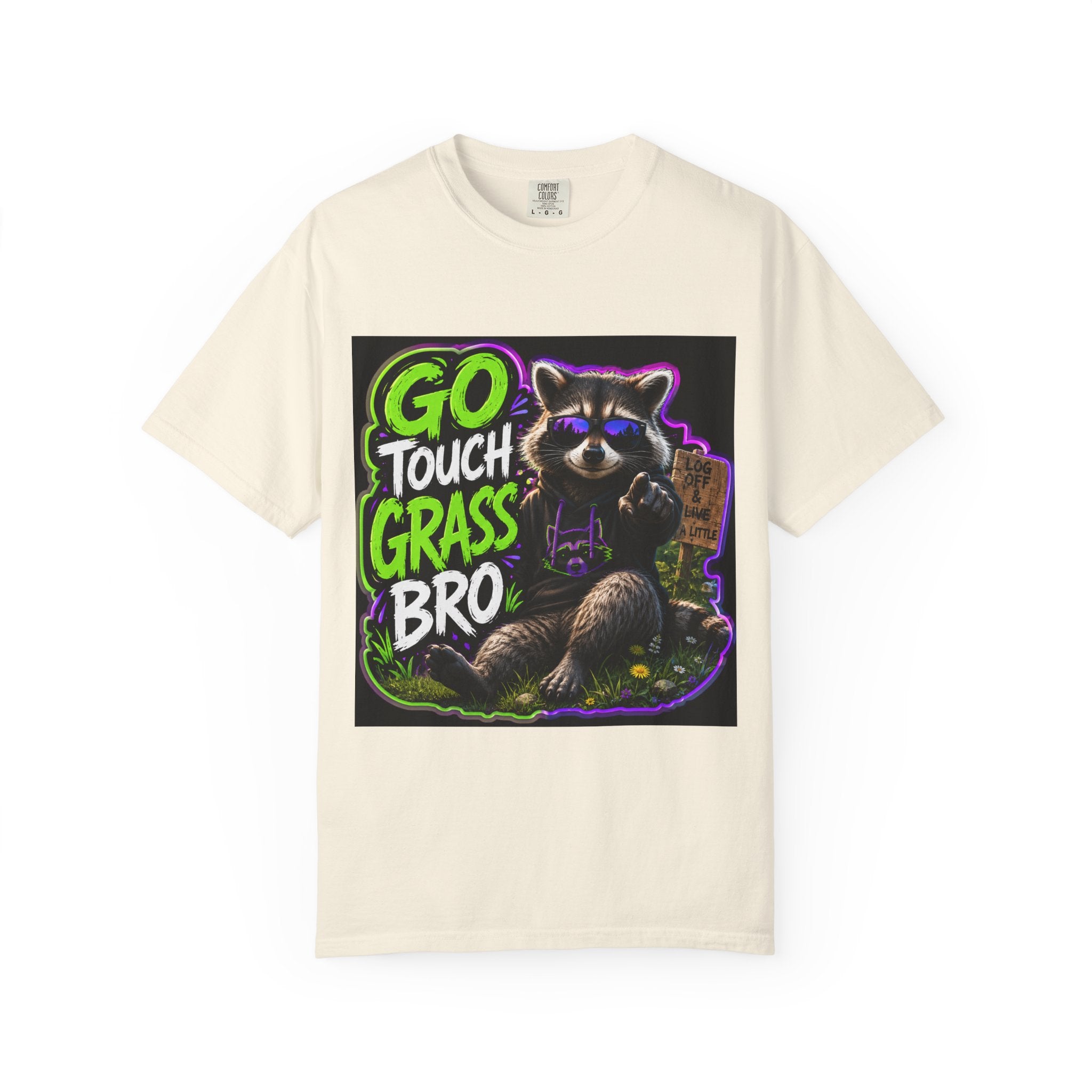 Raccoon 'Go Touch Grass Bro' Graphic T-Shirt