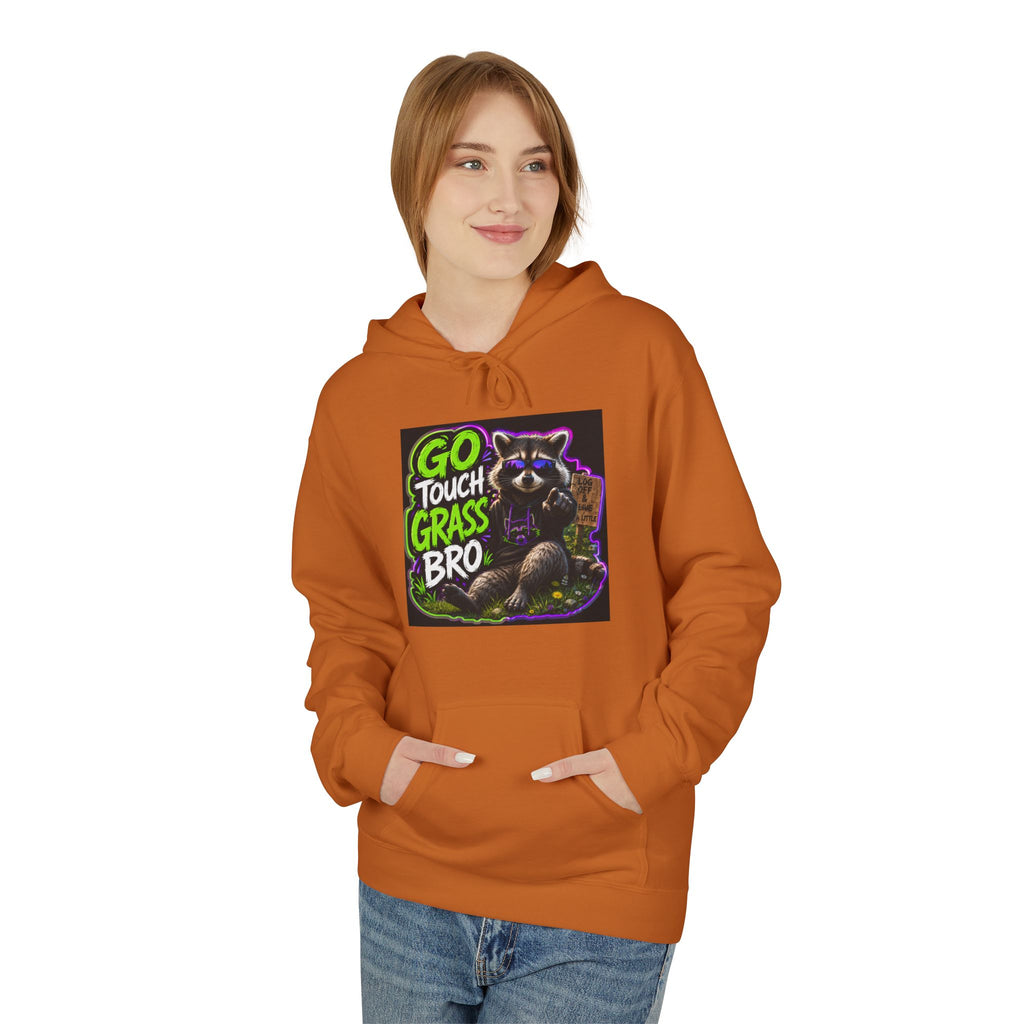 Go Touch Grass Bro Hoodie – Funny Green Text & Gamer Frog Graphic Pullover