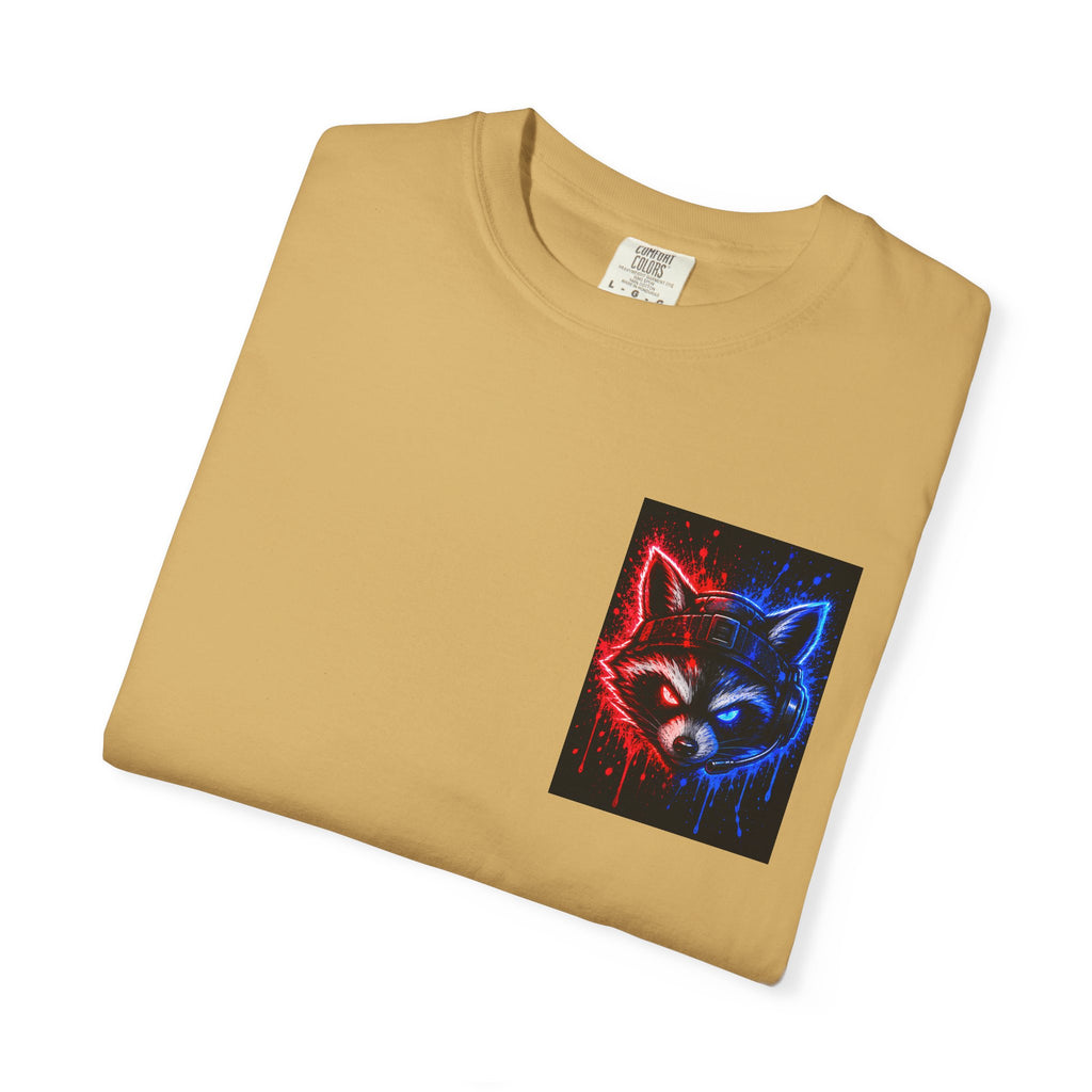 Raccoon Gaming Neon Poster T-Shirt — "Look In, Speak Up, Shine Out" Motivational Tee
