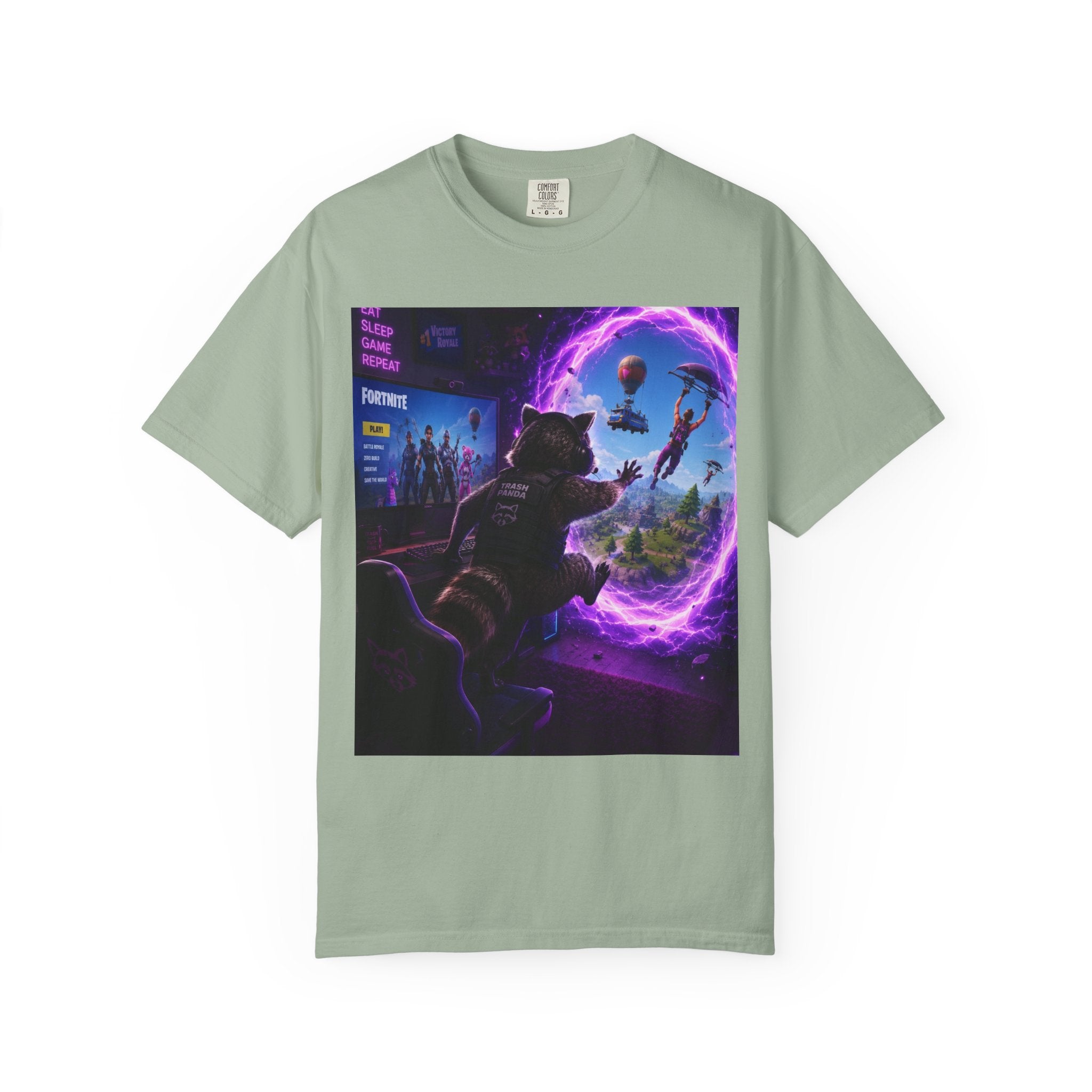 T-Shirt — Fortnite Portal Graphic Tee (Raccoon Watching Portal)