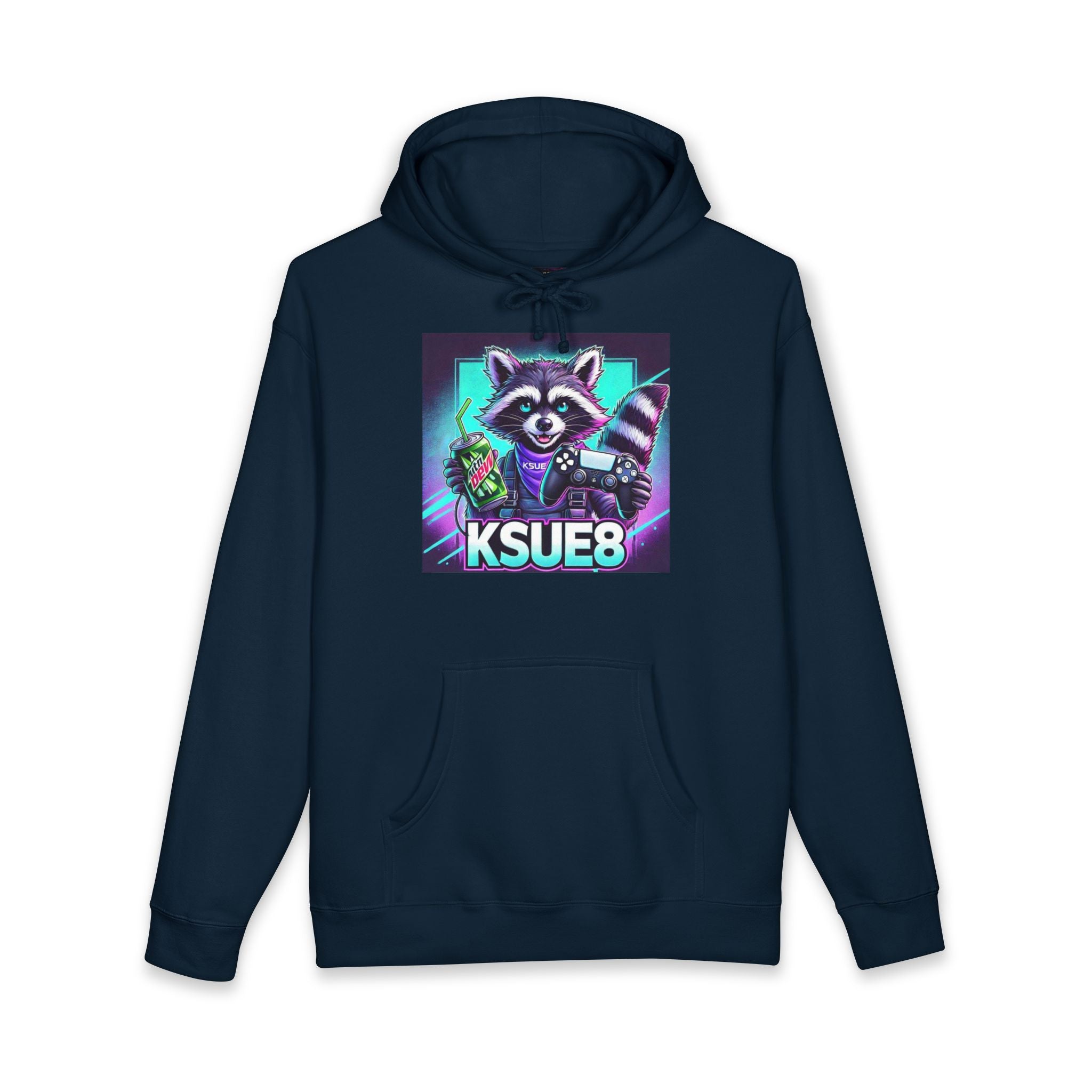 Raccoon Gamer Hoodie – KSUE8 Neon Arcade Pullover