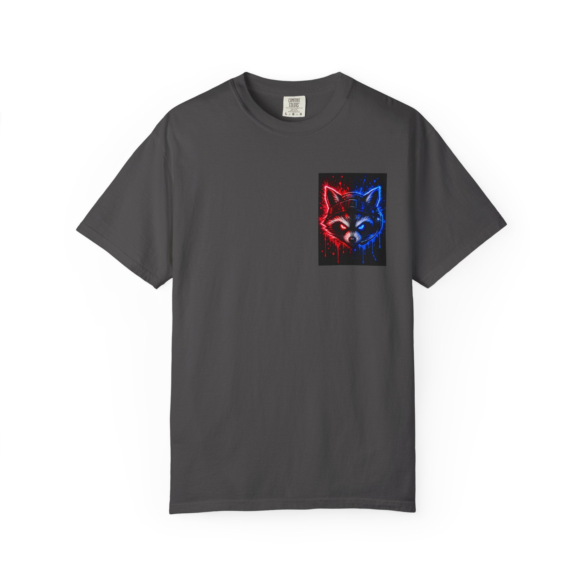 Raccoon Gaming Neon Poster T-Shirt — "Look In, Speak Up, Shine Out" Motivational Tee