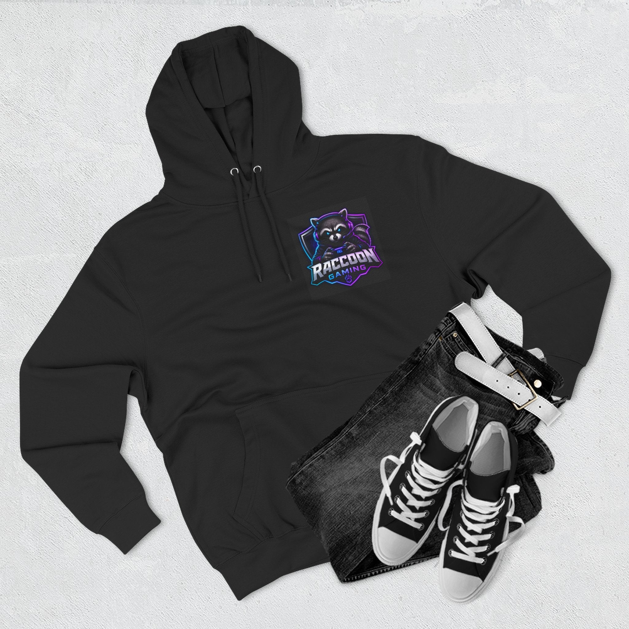 Raccoon Portal Graphic Hoodie — Gaming Sci‑Fi Fleece Pullover