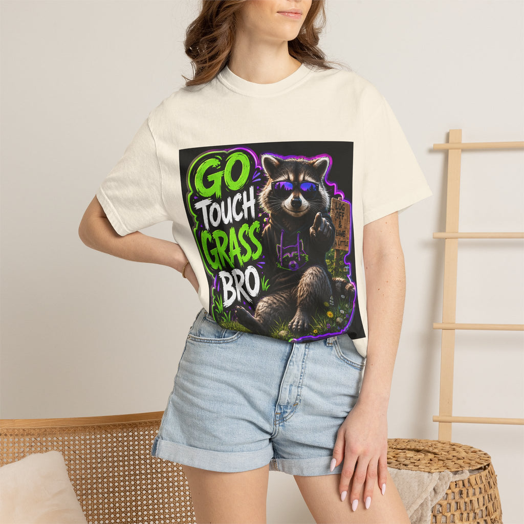 Raccoon 'Go Touch Grass Bro' Graphic T-Shirt
