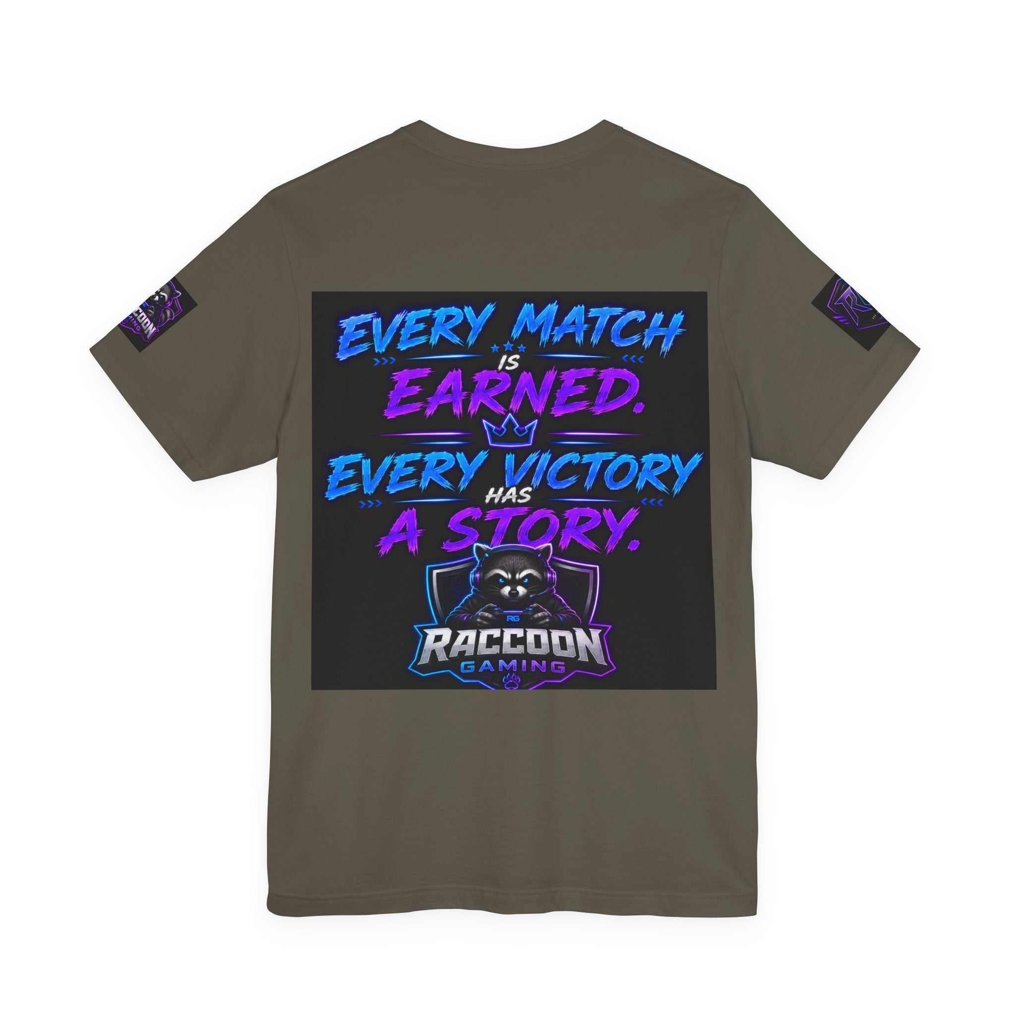 Crown Chaser Raccoon Gaming Tee — "Every Match is Earned" Gamer T-Shirt