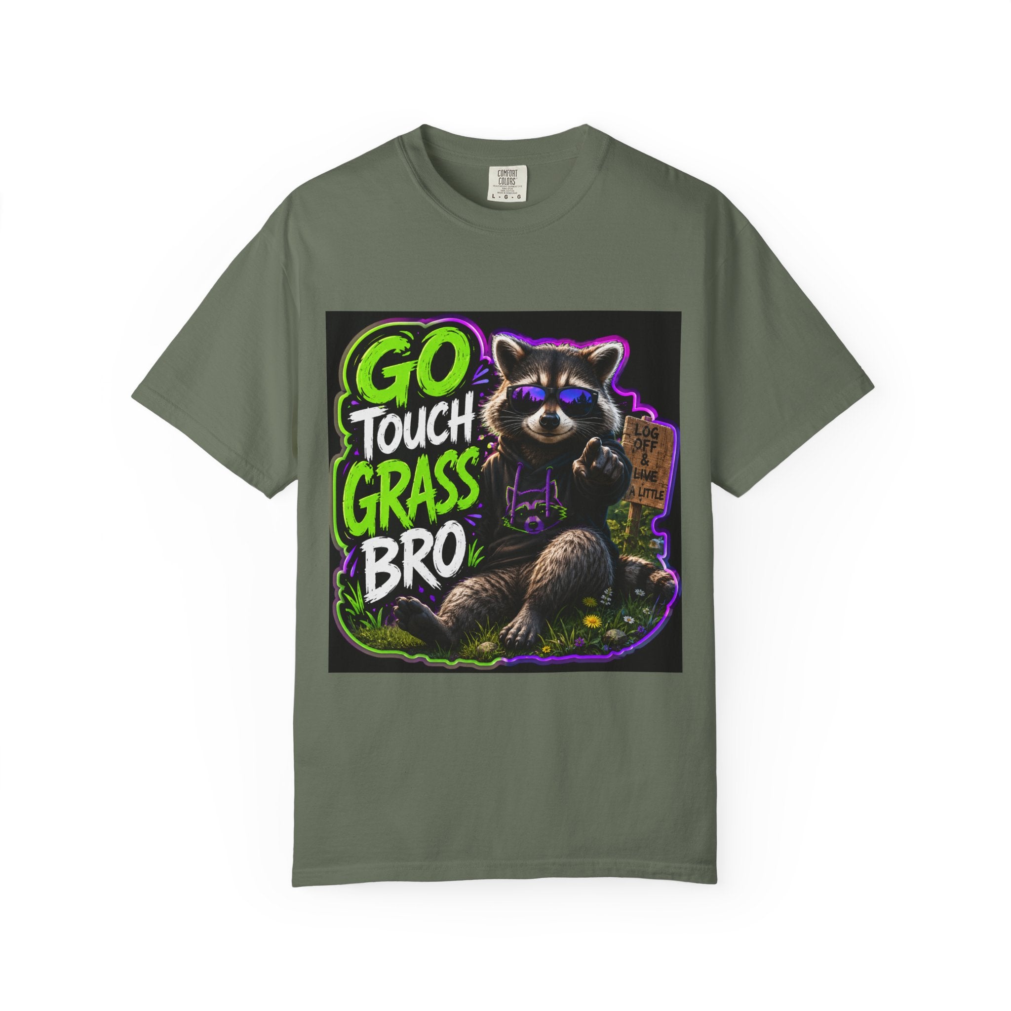 Raccoon 'Go Touch Grass Bro' Graphic T-Shirt