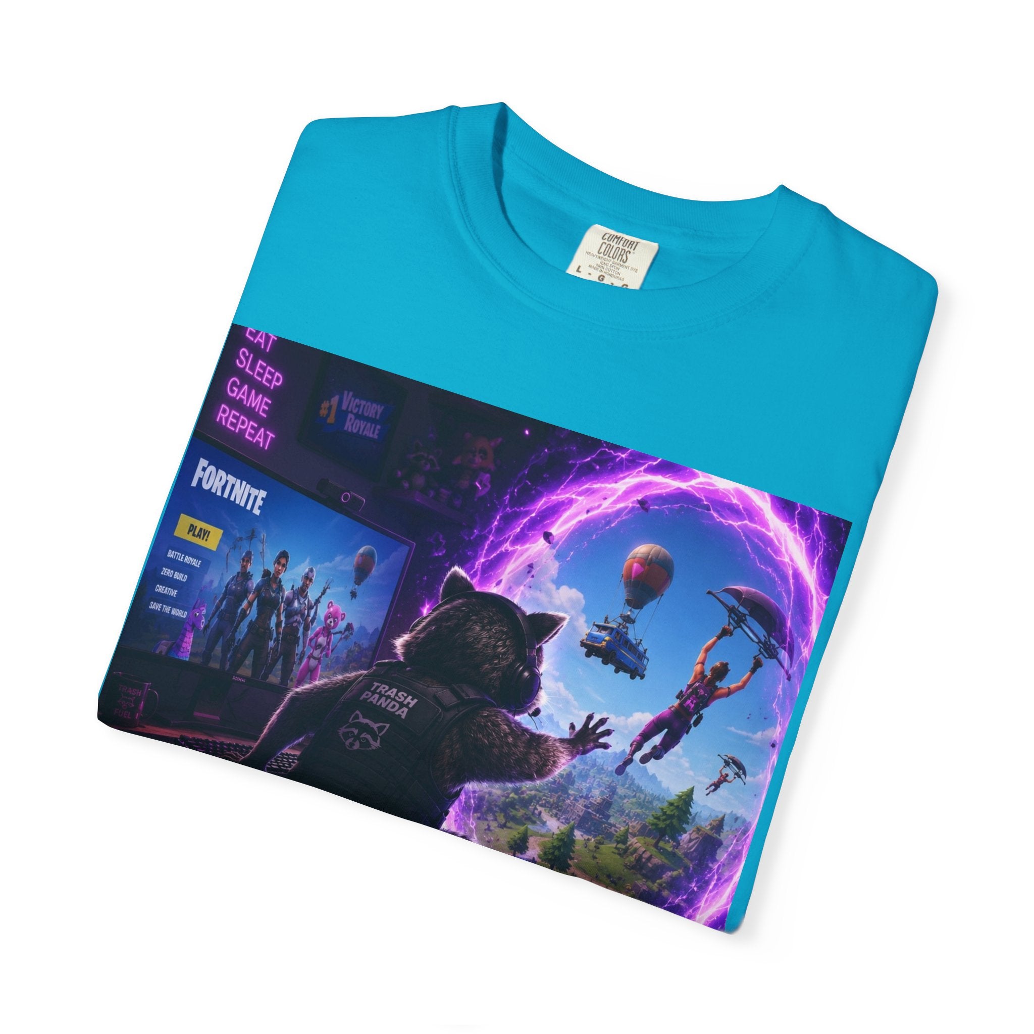 T-Shirt — Fortnite Portal Graphic Tee (Raccoon Watching Portal)