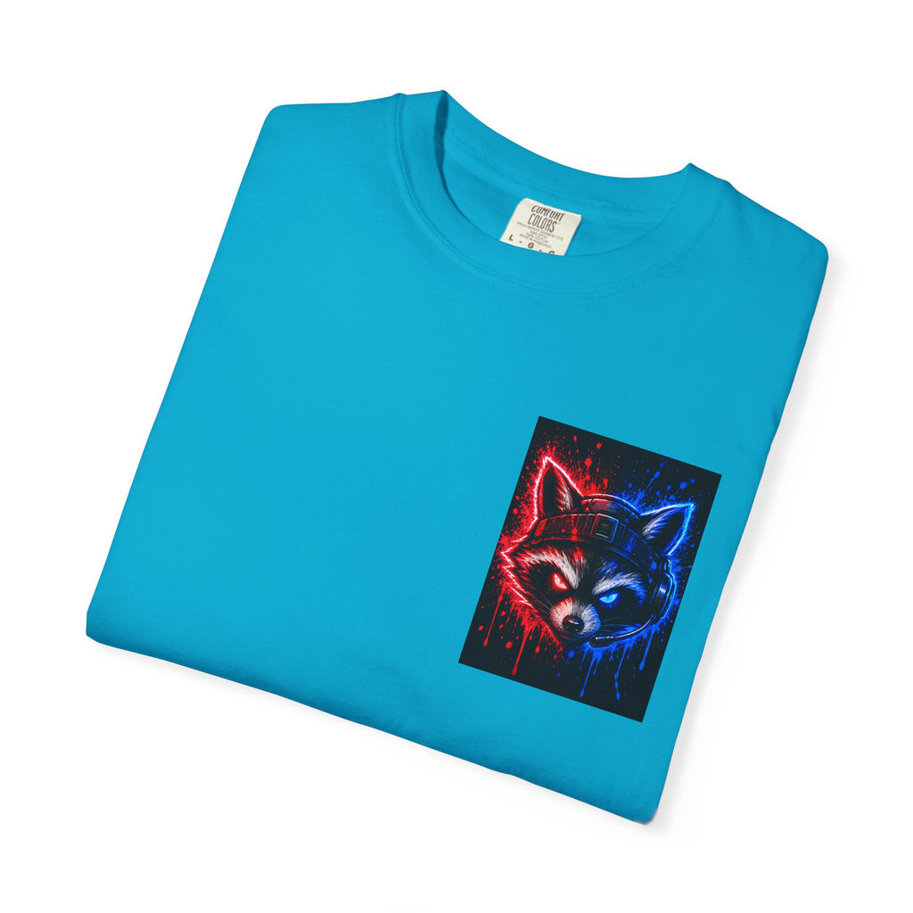 Raccoon Gaming Neon Poster T-Shirt — "Look In, Speak Up, Shine Out" Motivational Tee